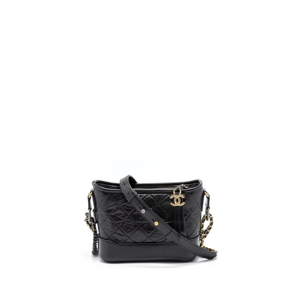 CHANEL SMALL GABRIELLE HOBO BAG AGED CALFSKIN BLACK MULTICOLOUR HARDWARE