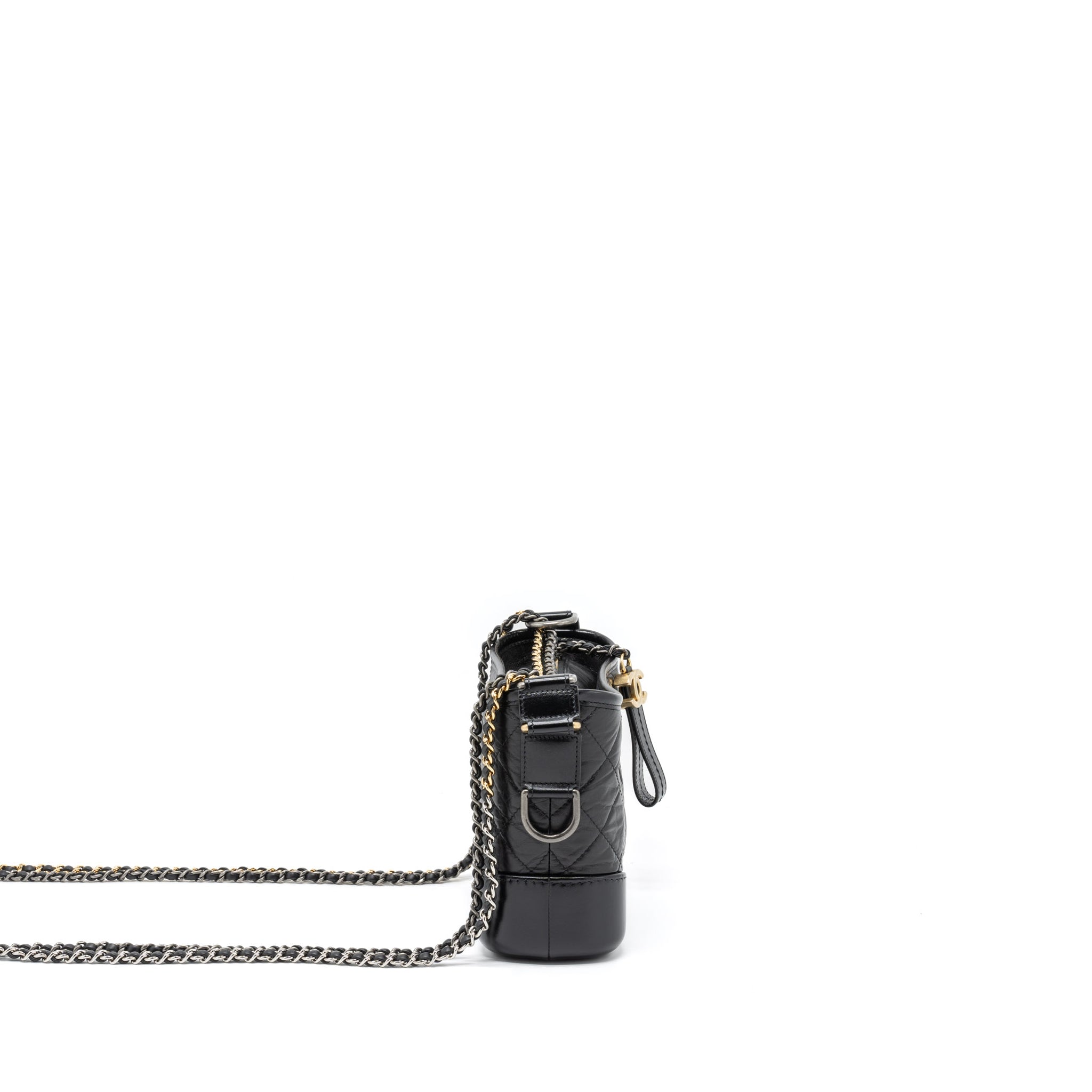 CHANEL SMALL GABRIELLE HOBO BAG AGED CALFSKIN BLACK MULTICOLOUR HARDWARE