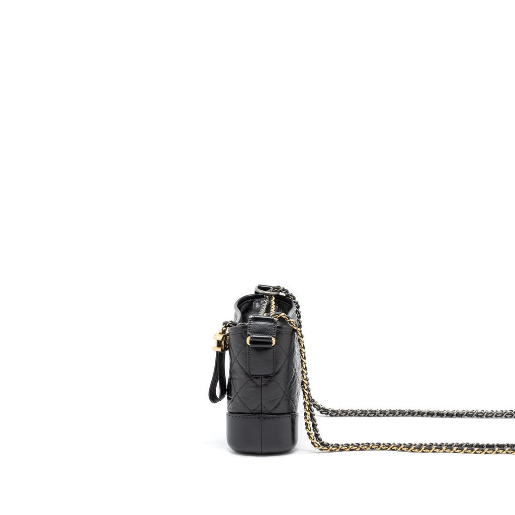 CHANEL SMALL GABRIELLE HOBO BAG AGED CALFSKIN BLACK MULTICOLOUR HARDWARE