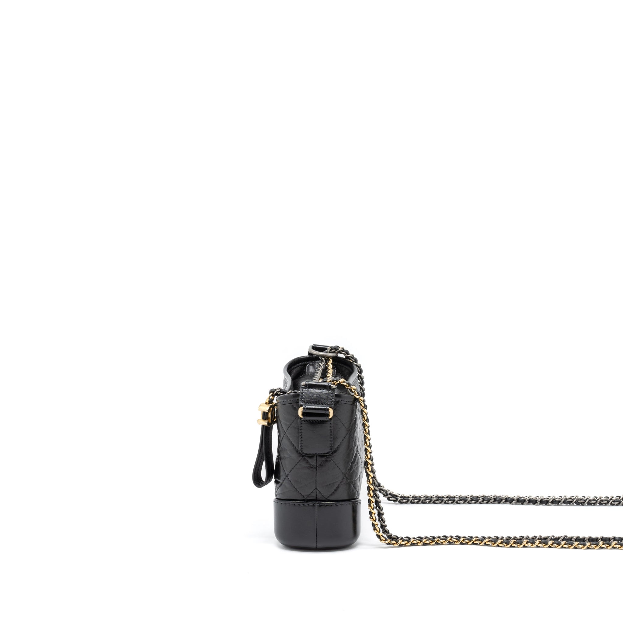 CHANEL SMALL GABRIELLE HOBO BAG AGED CALFSKIN BLACK MULTICOLOUR HARDWARE