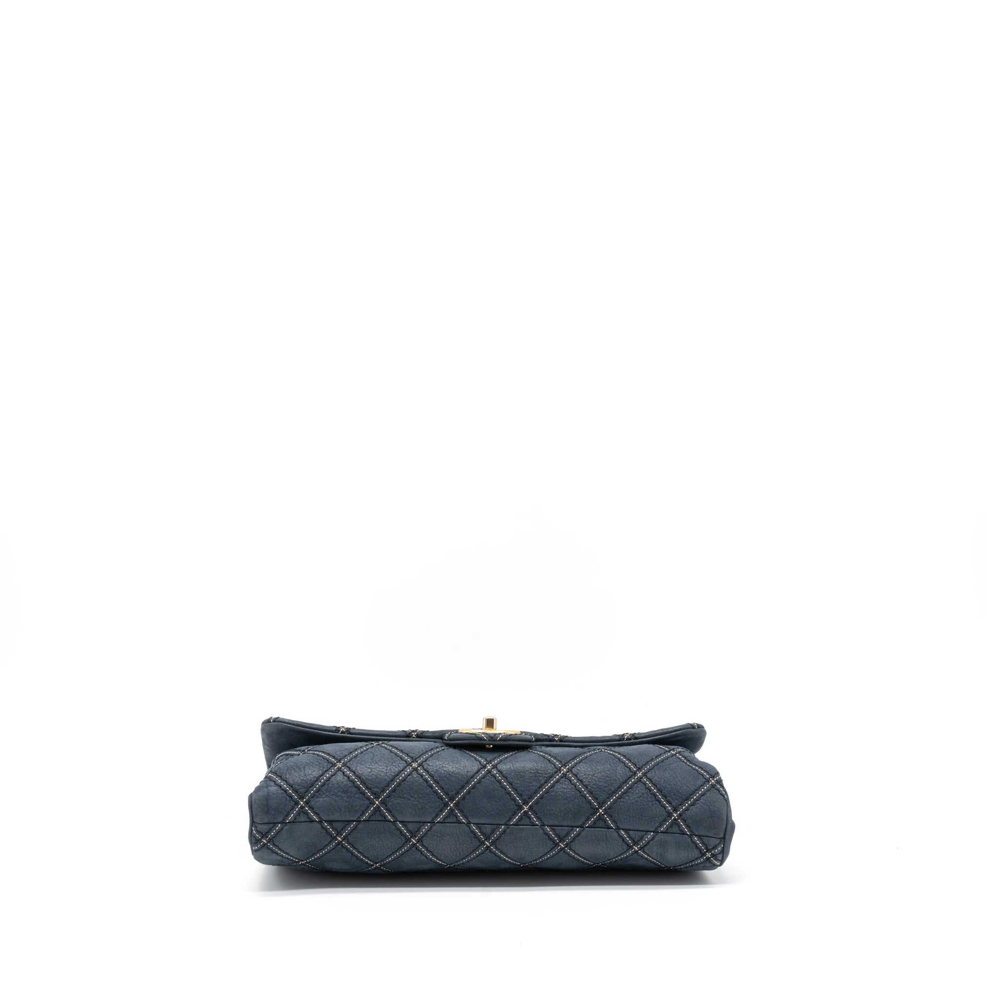 CHANEL QUILTED FLAP BAG CALFSKIN IRIDESCENT DARK BLUE BRUSHED GHW