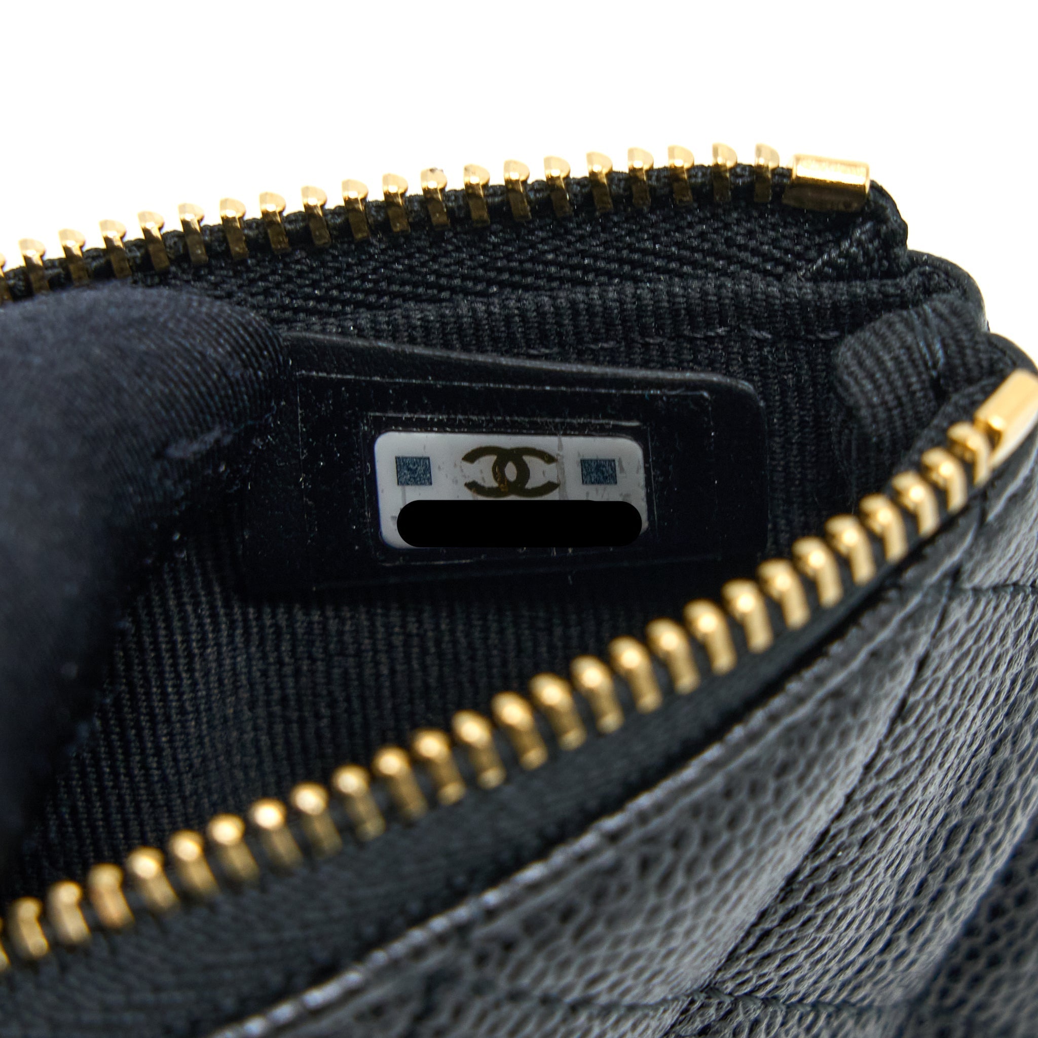 CHANEL ZIPPY SMALL POUCH DETAILED LOGO CAVIAR BLACK LGHW