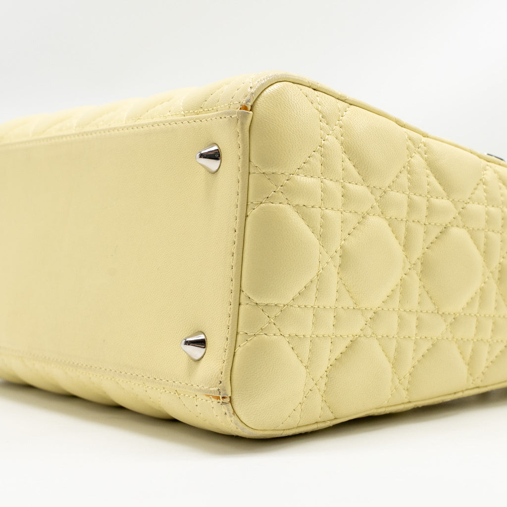 DIOR MEDIUM LADY DIOR LAMBSKIN LIGHT YELLOW SHW