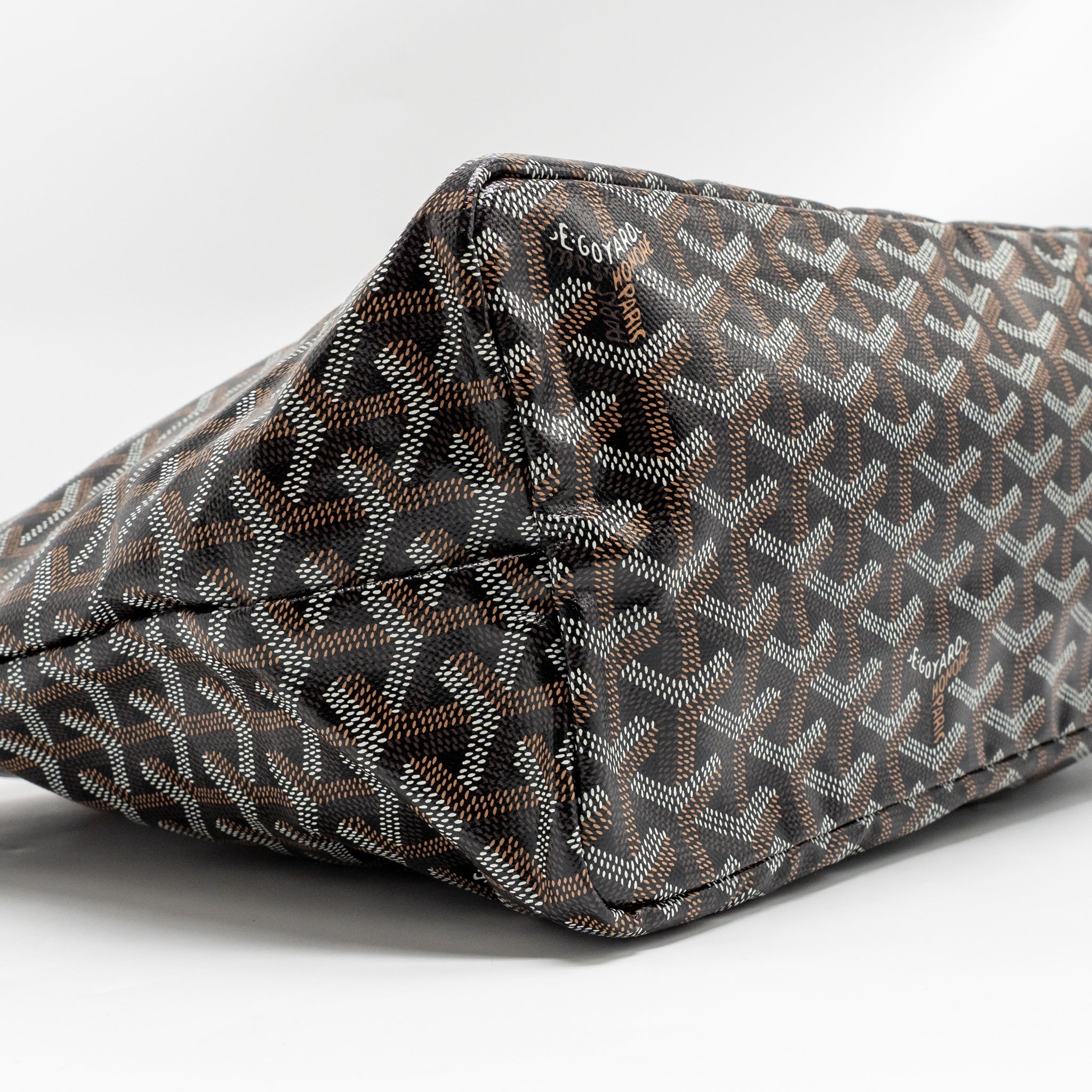 GOYARD SAINT LOUIS PM GOYARDINE CANVAS/CHEVROCHES CALFSKIN BLACK/TAN SHW