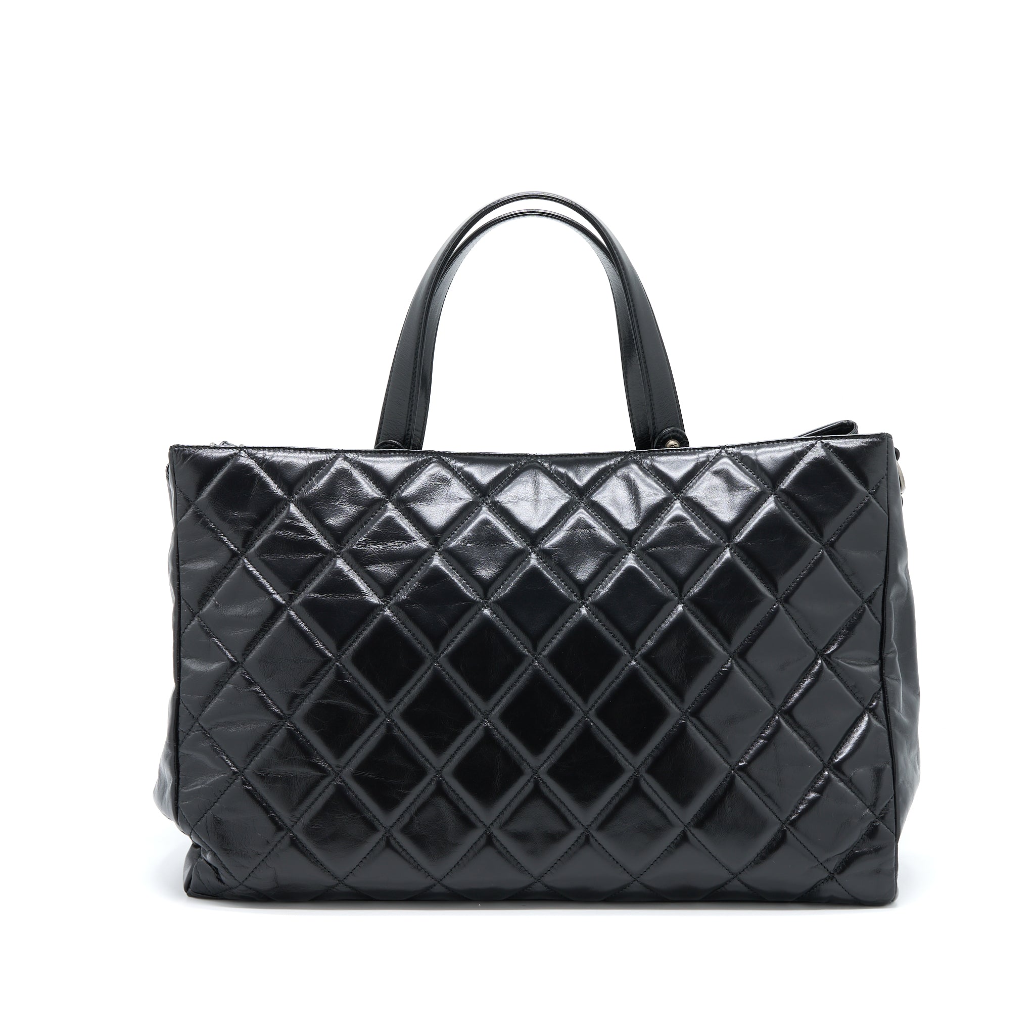 CHANEL LARGE TOTE BAG CALFSKIN BLACK RUTHENIUM HARDWARE