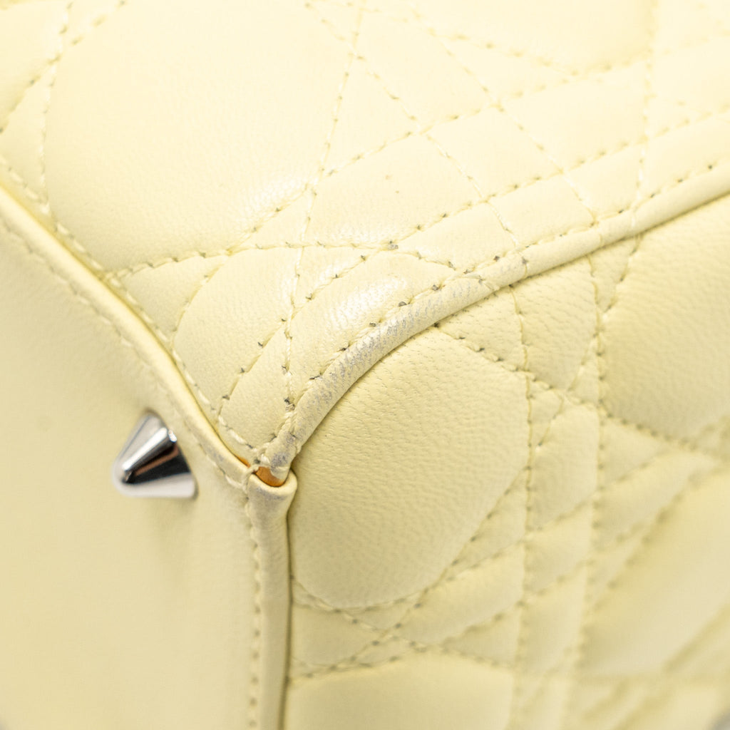 DIOR MEDIUM LADY DIOR LAMBSKIN LIGHT YELLOW SHW