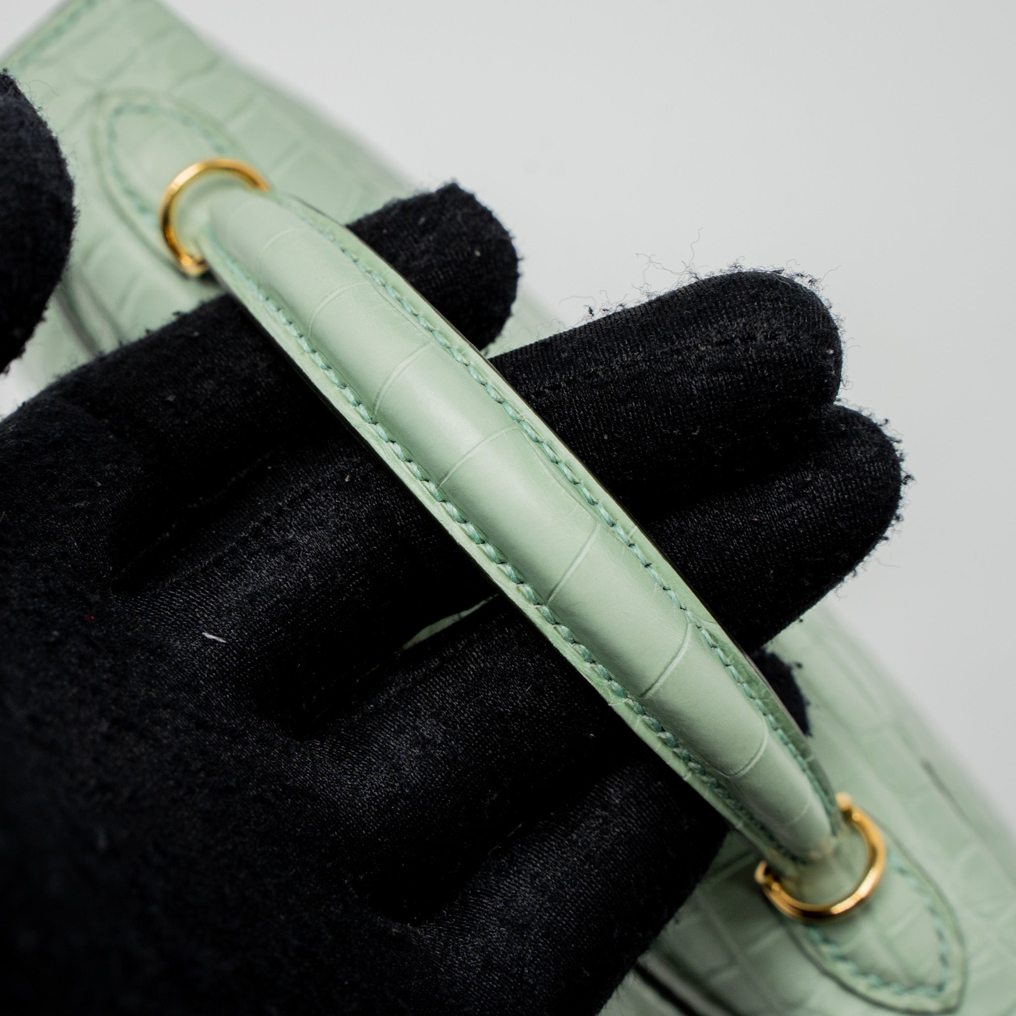 HERMES MINI KELLY ALLIGATOR MISSISSIPPIENSIS MATTE 6U VERT D’EAU GHW