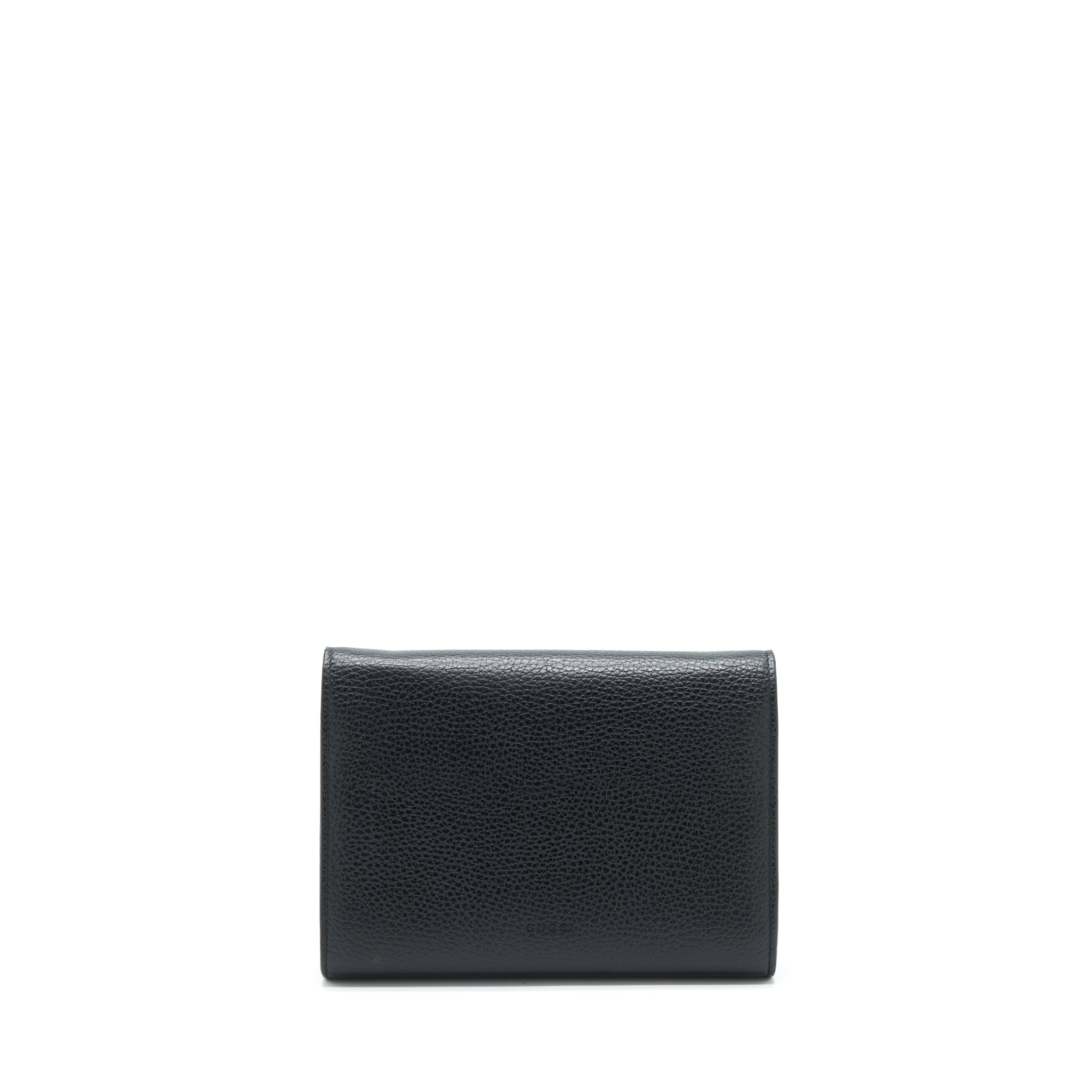 GUCCI MINI DIONYSUS WALLET ON CHAIN GRAINED CALFSKIN BLACK SHW