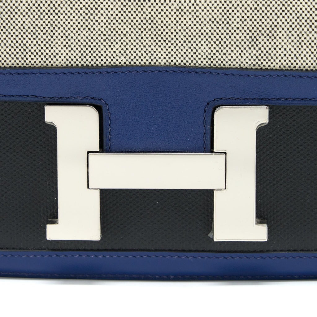 HERMES CONSTANCE 24 SWIFT/TOILE BLACK/BLUE SAPHIR SHW