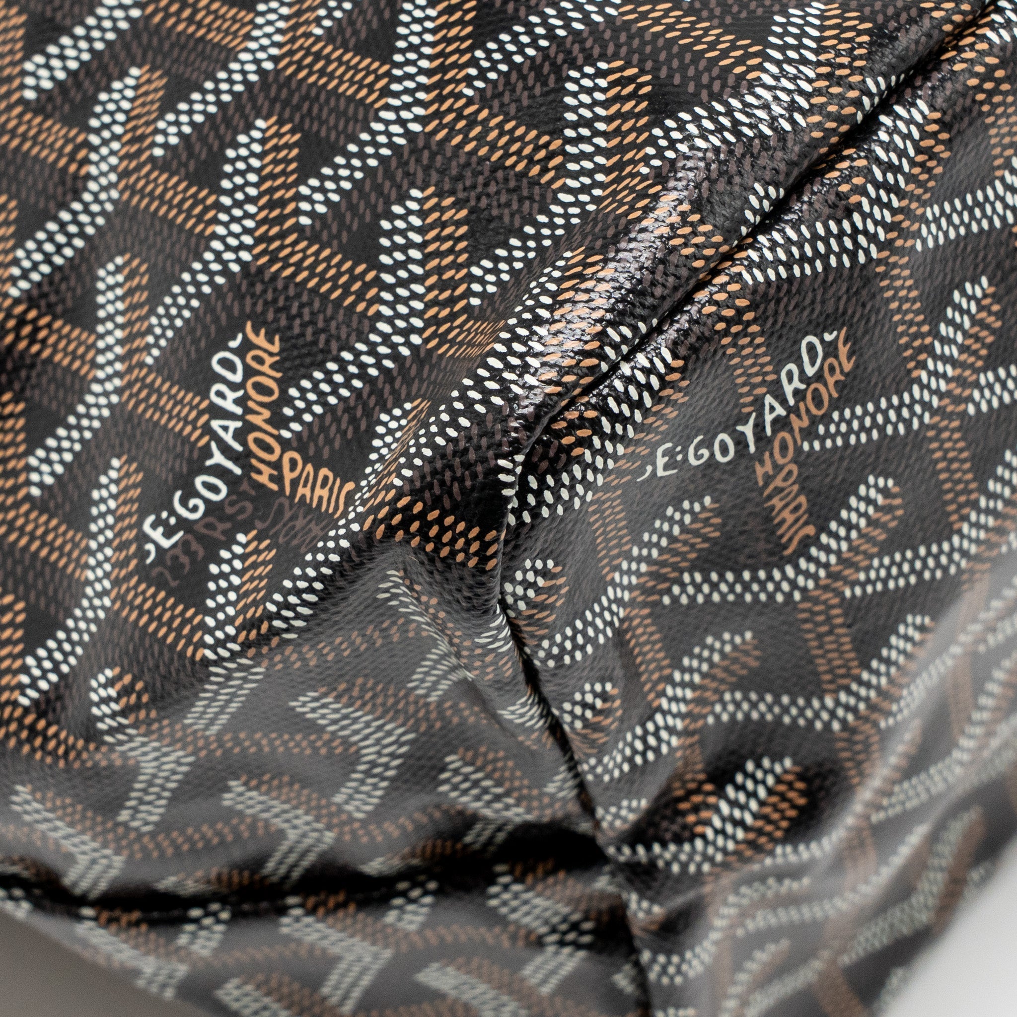 GOYARD SAINT LOUIS PM GOYARDINE CANVAS/CHEVROCHES CALFSKIN BLACK/TAN SHW
