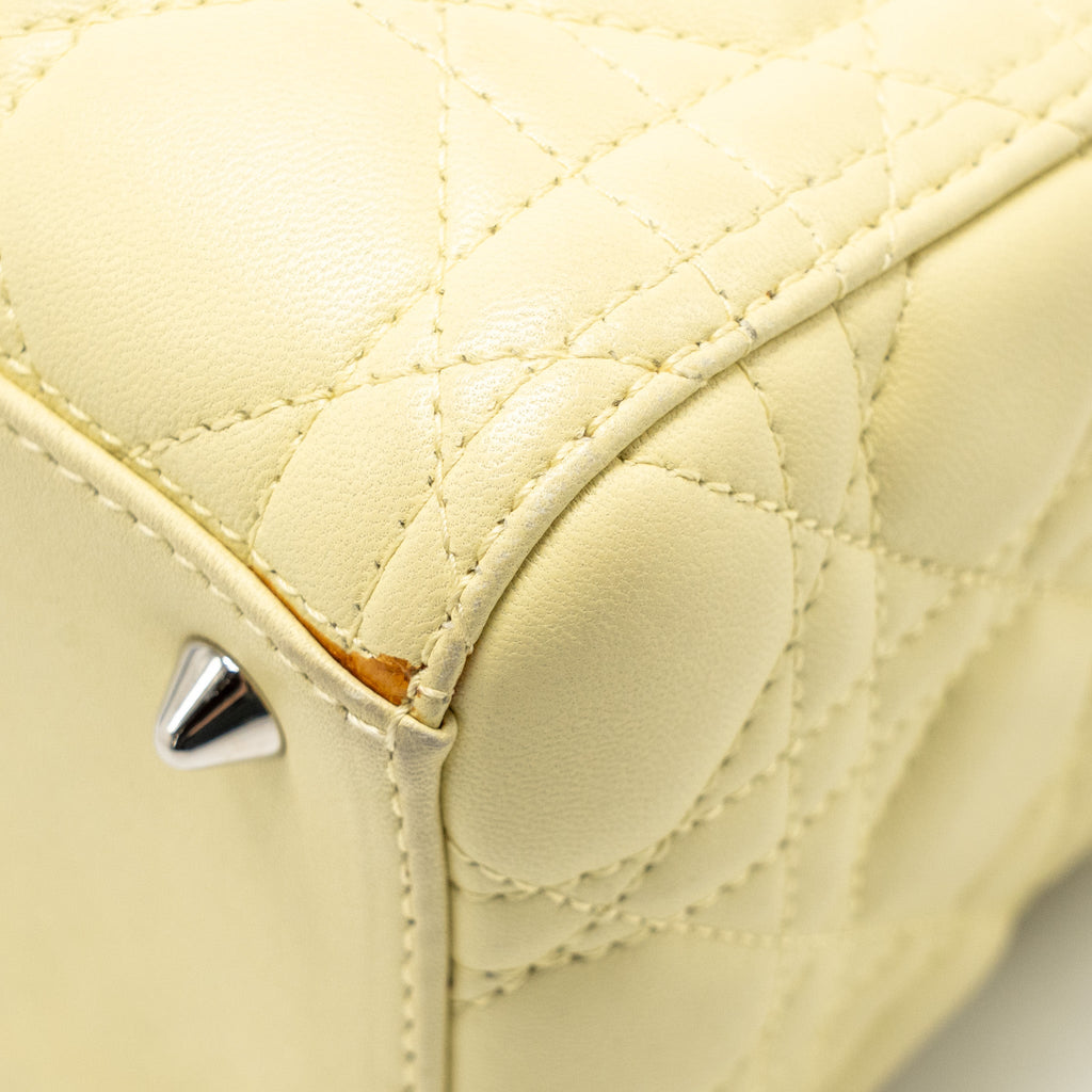 DIOR MEDIUM LADY DIOR LAMBSKIN LIGHT YELLOW SHW