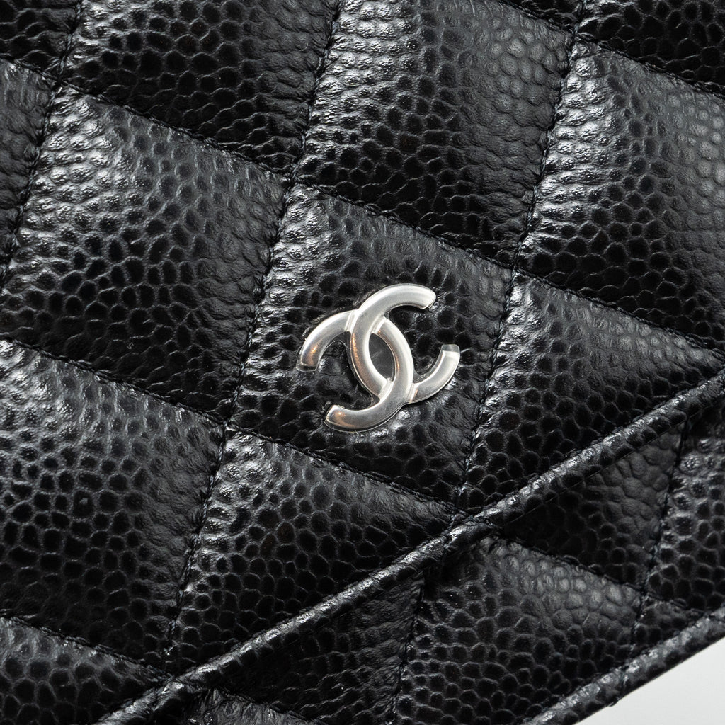 CHANEL CLASSIC WALLET ON CHAIN CAVIAR BLACK SHW (MICROCHIP)