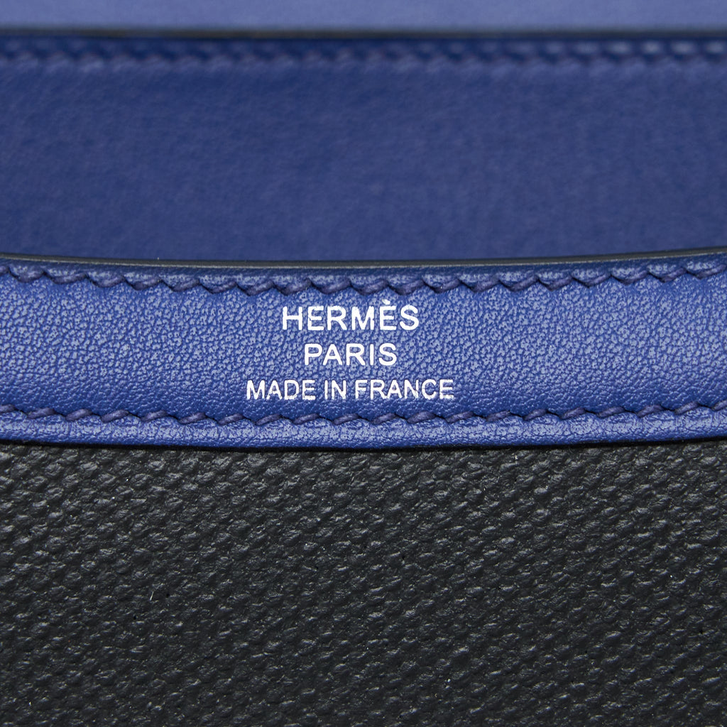 HERMES CONSTANCE 24 SWIFT/TOILE BLACK/BLUE SAPHIR SHW