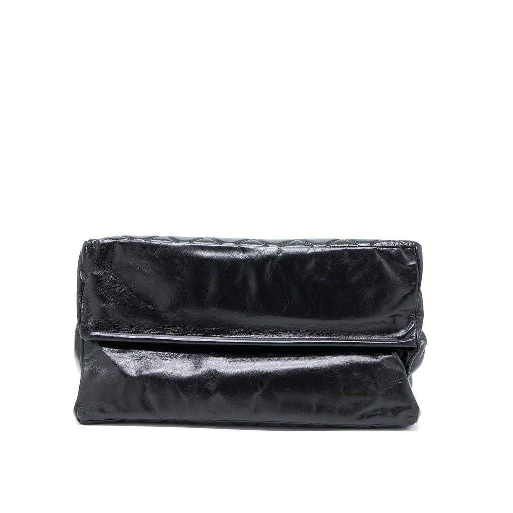 CHANEL LARGE TOTE BAG CALFSKIN BLACK RUTHENIUM HARDWARE