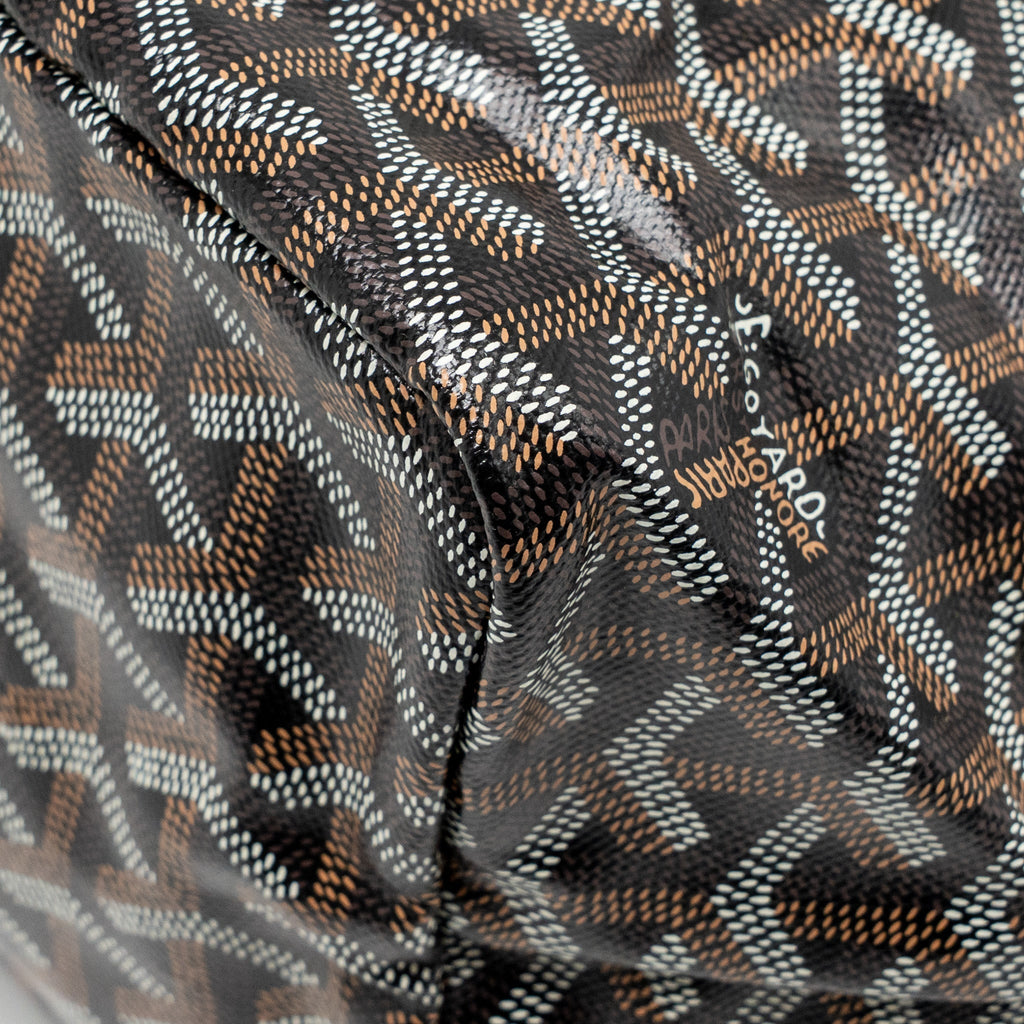 GOYARD SAINT LOUIS PM GOYARDINE CANVAS/CHEVROCHES CALFSKIN BLACK/TAN SHW