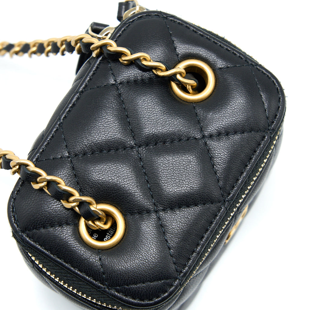 CHANEL PEARL CRUSH MINI VANITY LAMBSKIN BLACK GHW