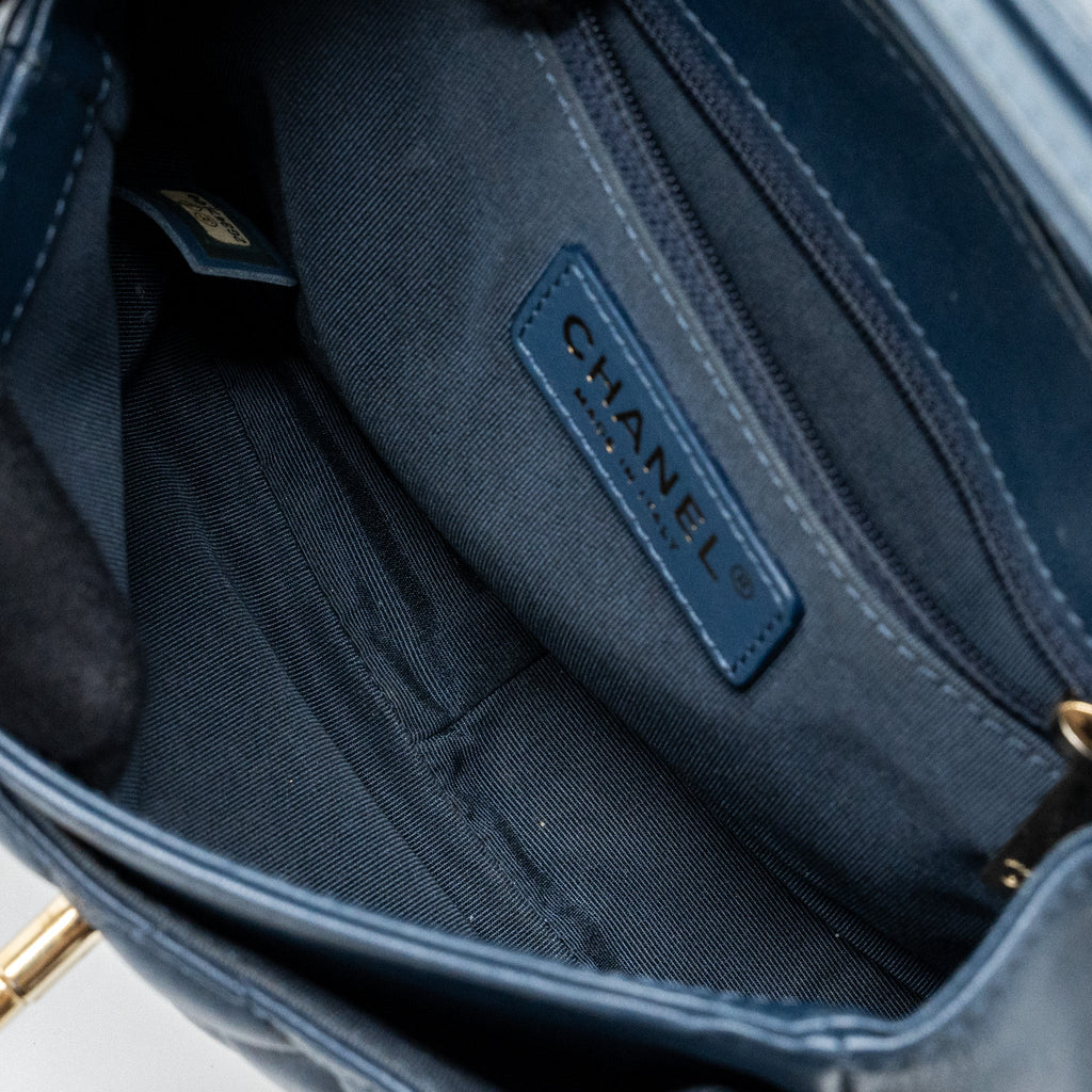 CHANEL QUILTED FLAP CROSSBODY BAG LAMBSKIN DARK BLUE LGHW