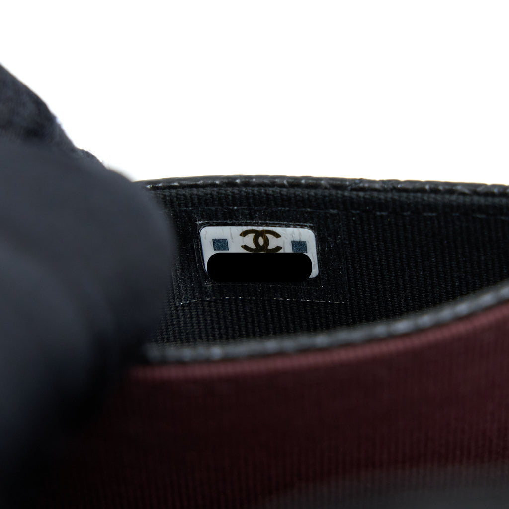 CHANEL CLASSIC FLAP CARD HOLDER CAVIAR LEATHER BLACK LGHW