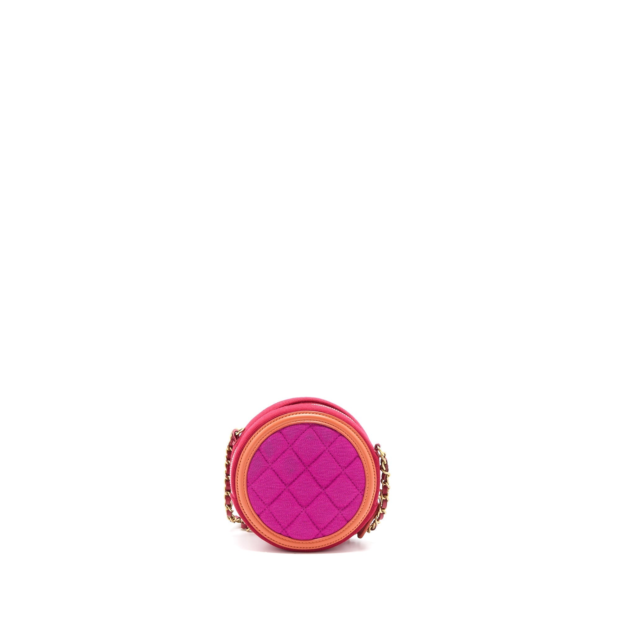 CHANEL ROUND CLUTCH WITH CHAIN FABRIC MULTICOLOUR GHW