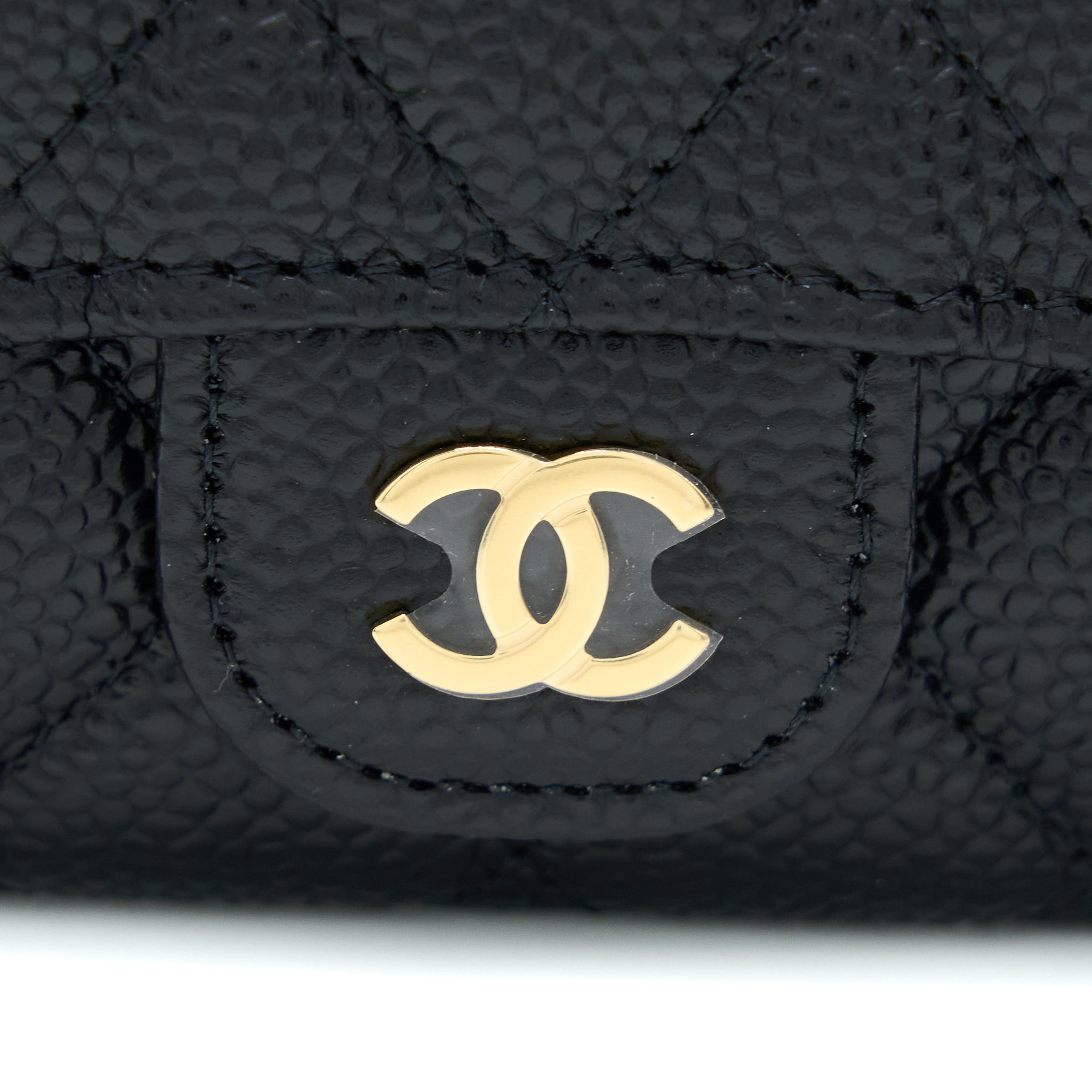 CHANEL CLASSIC FLAP CARD HOLDER CAVIAR LEATHER BLACK LGHW