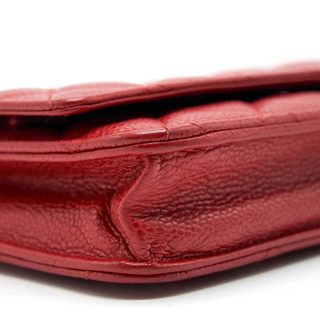 CHANEL WALLET ON CHAIN CAVIAR RED WITH SHW SERIAL 18