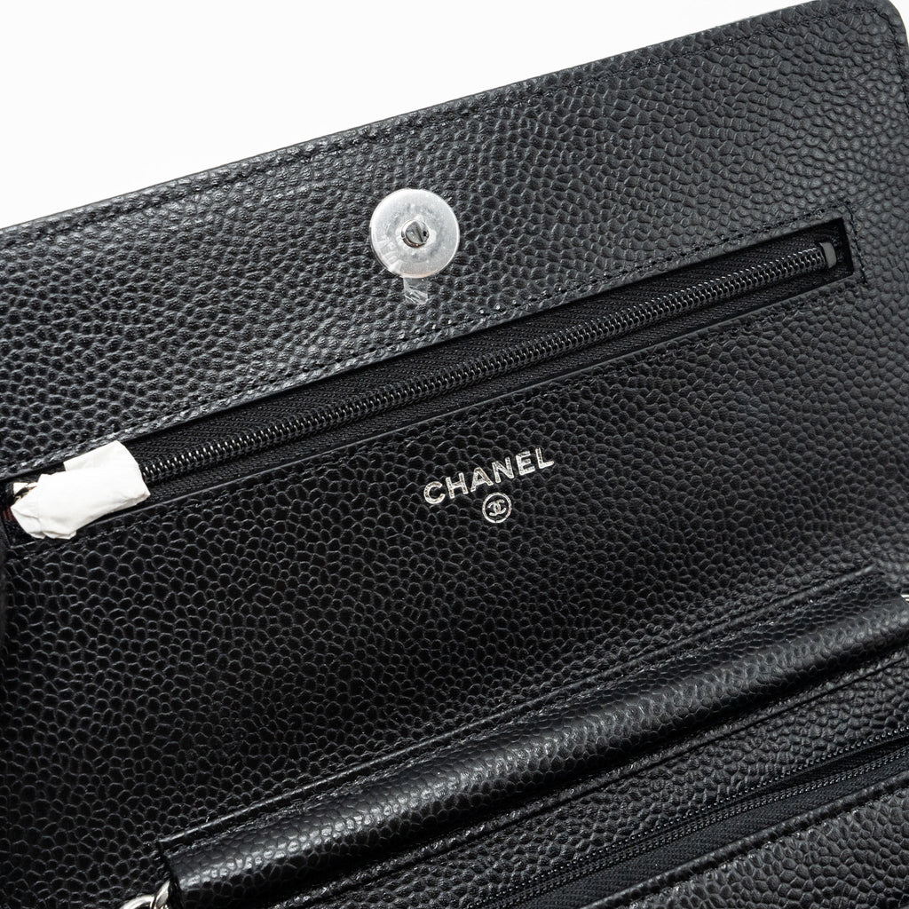 CHANEL CLASSIC WALLET ON CHAIN CAVIAR BLACK SHW (MICROCHIP)