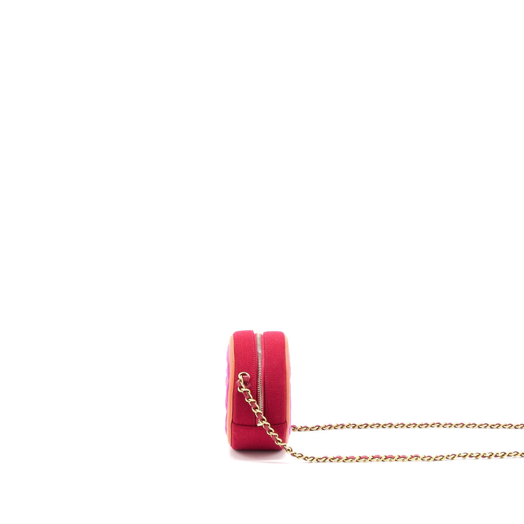 CHANEL ROUND CLUTCH WITH CHAIN FABRIC MULTICOLOUR GHW