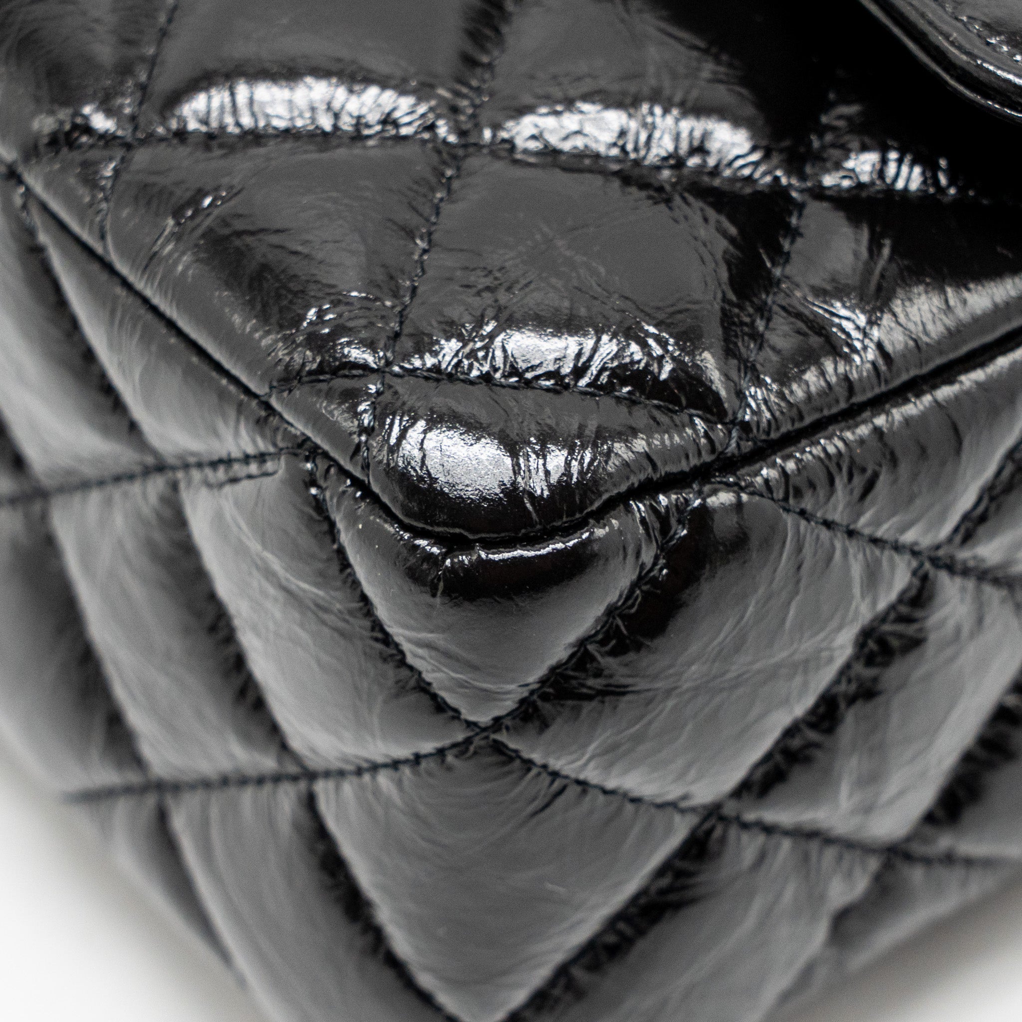 CHANEL MEDIUM CLASSIC DOUBLE FLAP BAG PATENT SO BLACK