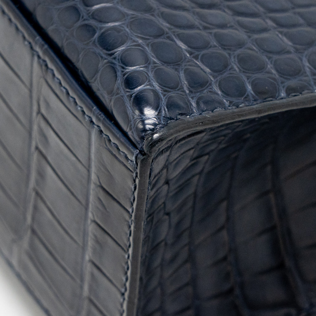 HERMES KELLY POCHETTE MATT ALLIGATOR MISSISSIPPIENSIS BLUE INDIGO GHW