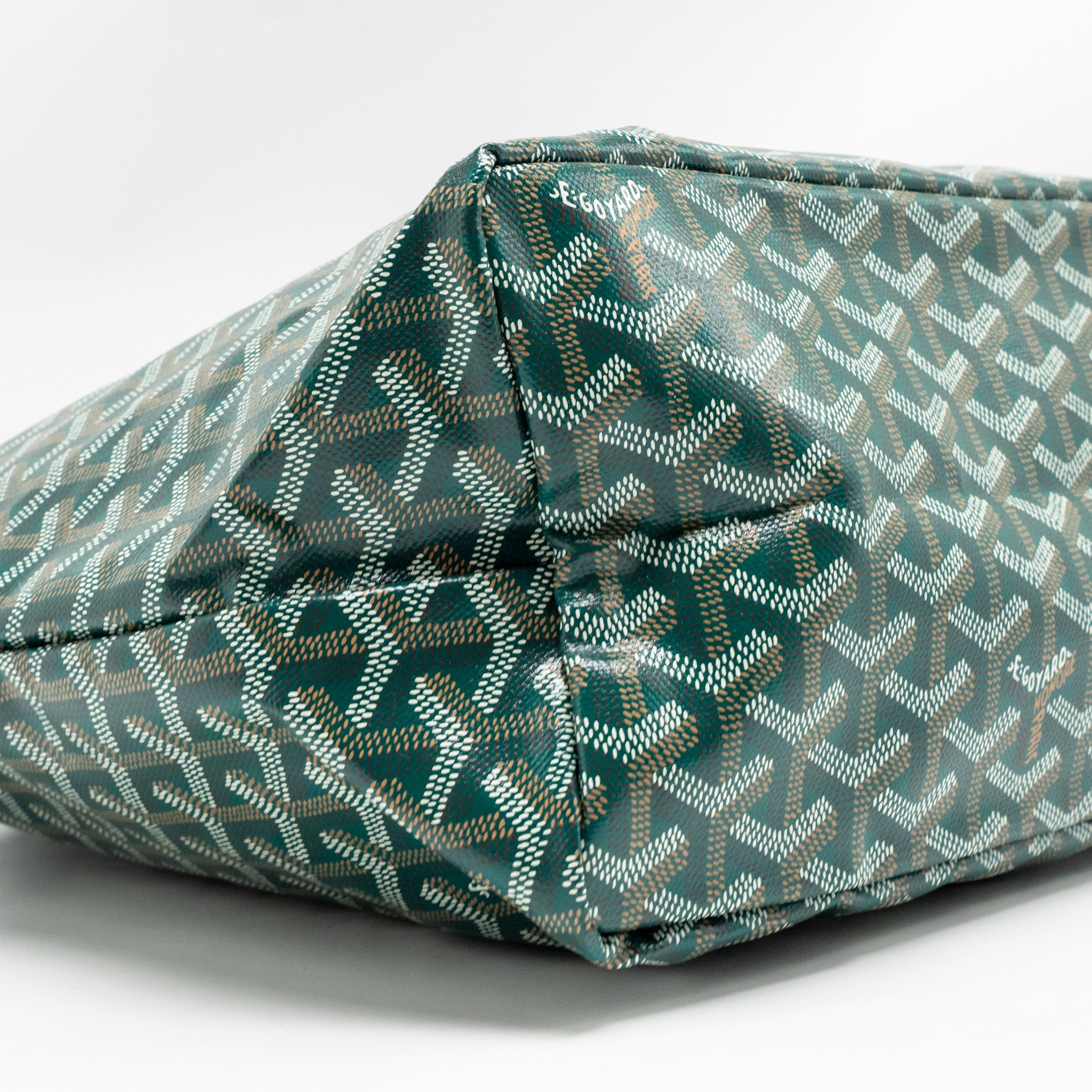 GOYARD SAINT LOUIS PM BAG GOYARDINE CANVAS/CHEVROCHES CALFSKIN GREEN SHW