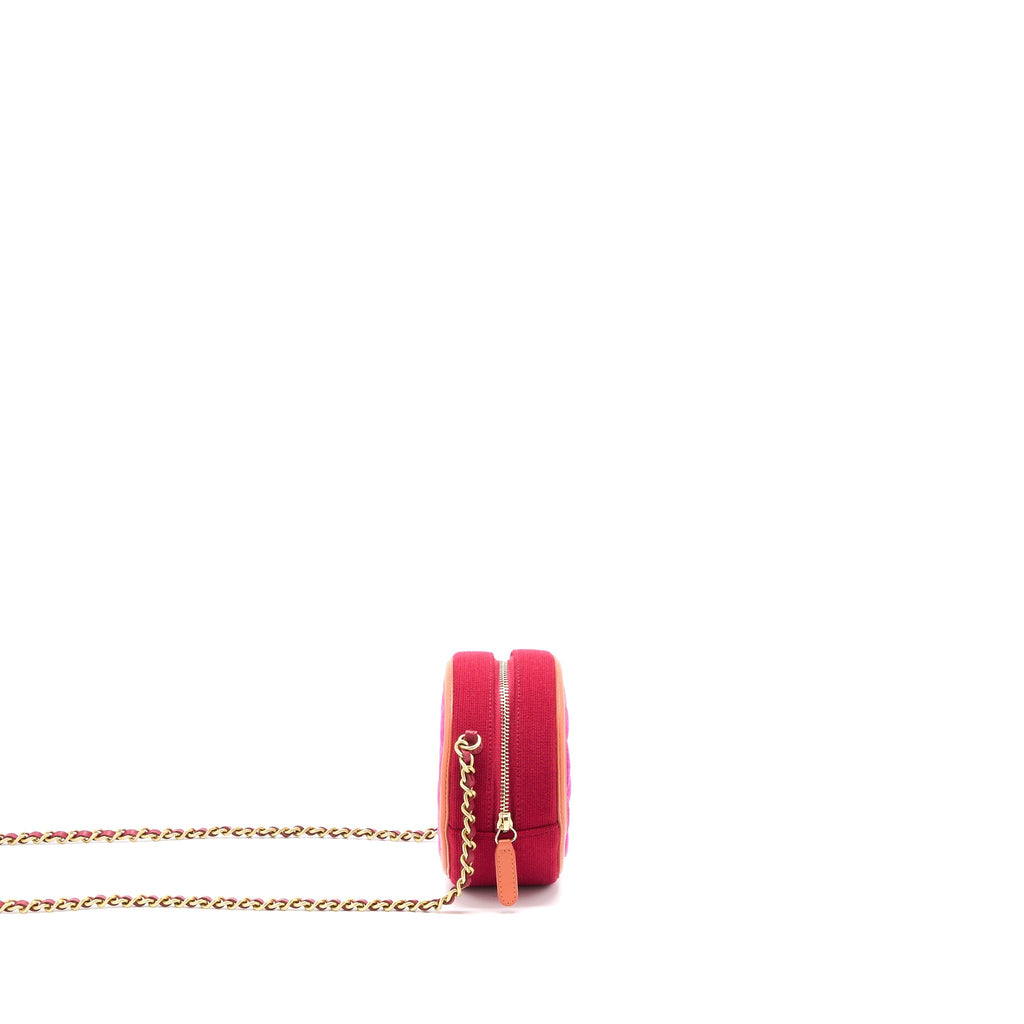 CHANEL ROUND CLUTCH WITH CHAIN FABRIC MULTICOLOUR GHW