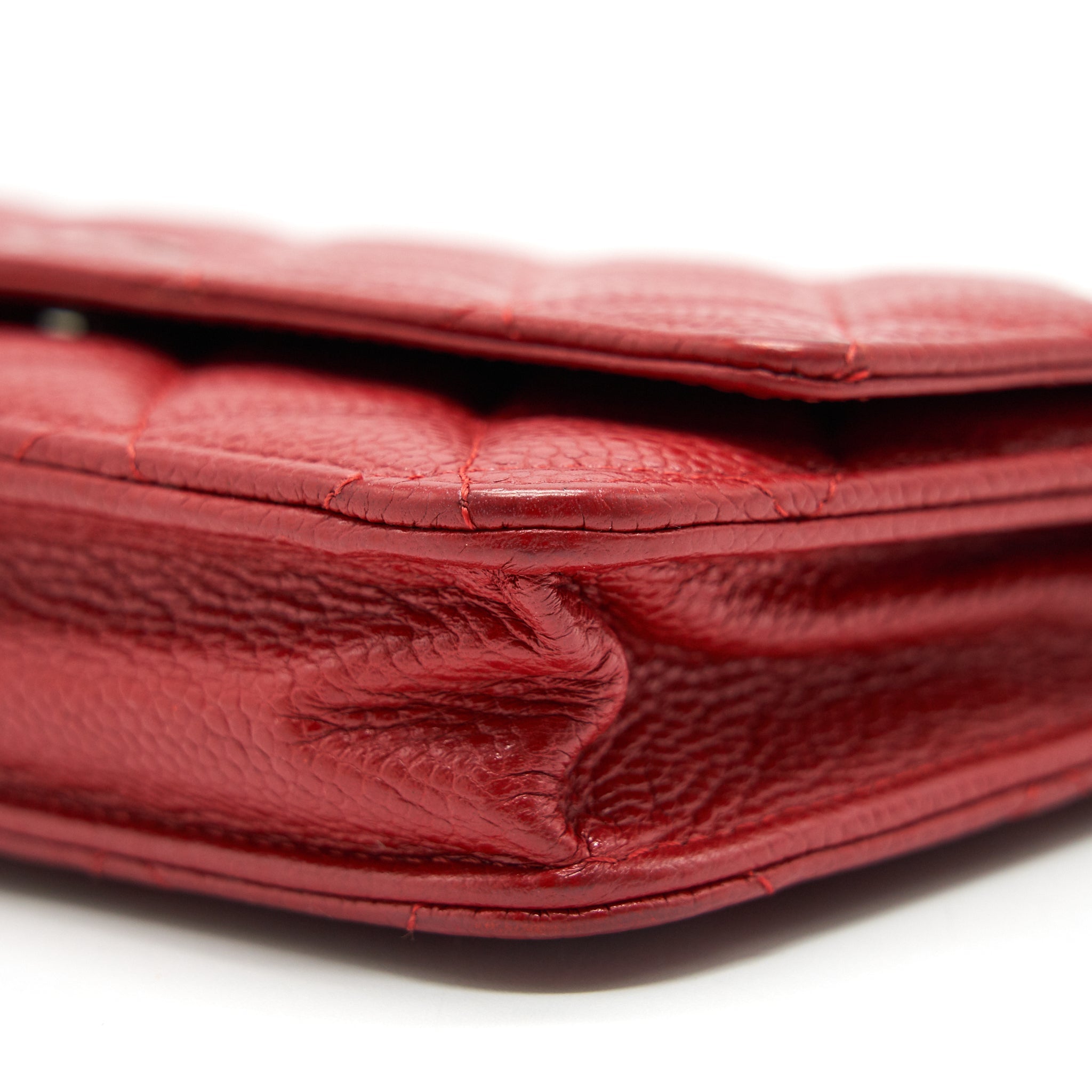 CHANEL WALLET ON CHAIN CAVIAR RED WITH SHW SERIAL 18