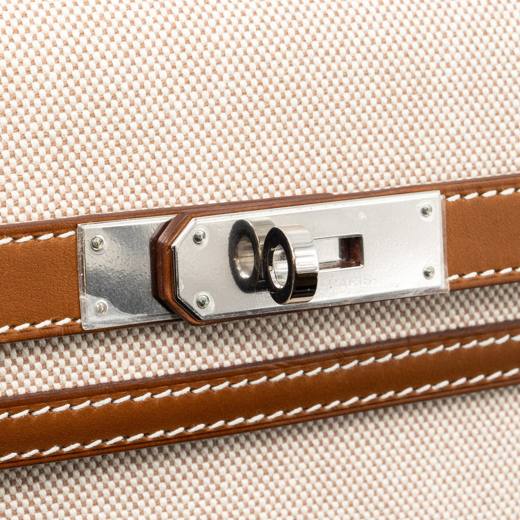 HERMES POCHETTE KELLY DEPECHES 25 CANVAS / BARENIA ECRU BEIGE / FAUVE SHW