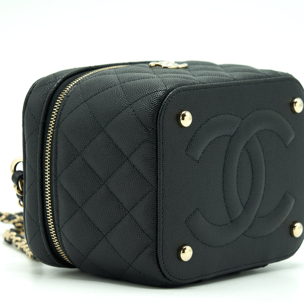 CHANEL 22S TOP HANDLE VANITY CAVIAR BLACK LGHW (MICROCHIP)
