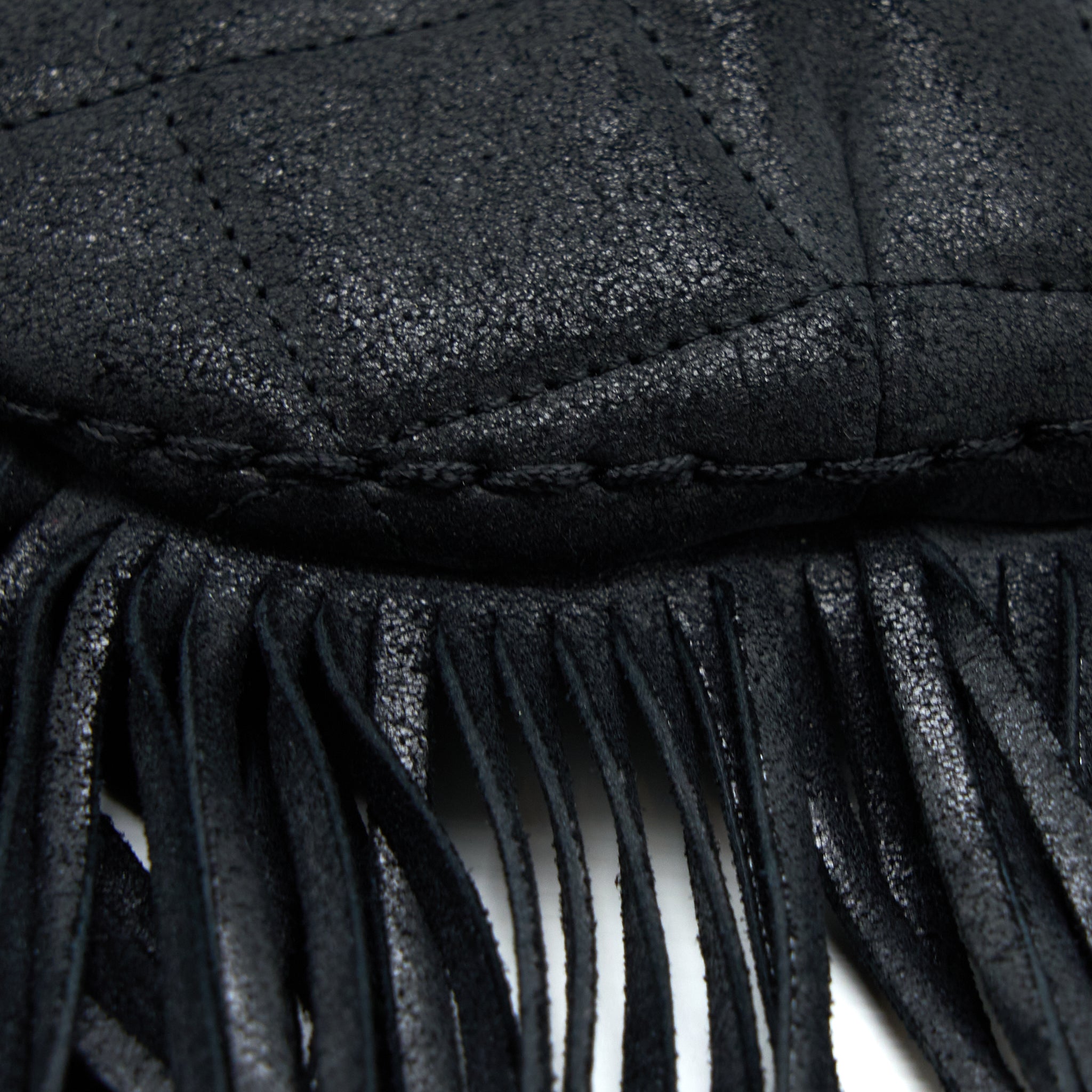 CHANEL TASSEL HOBO BAG FRINGED SHINY CALFSKIN BLACK BRUSHED GHW