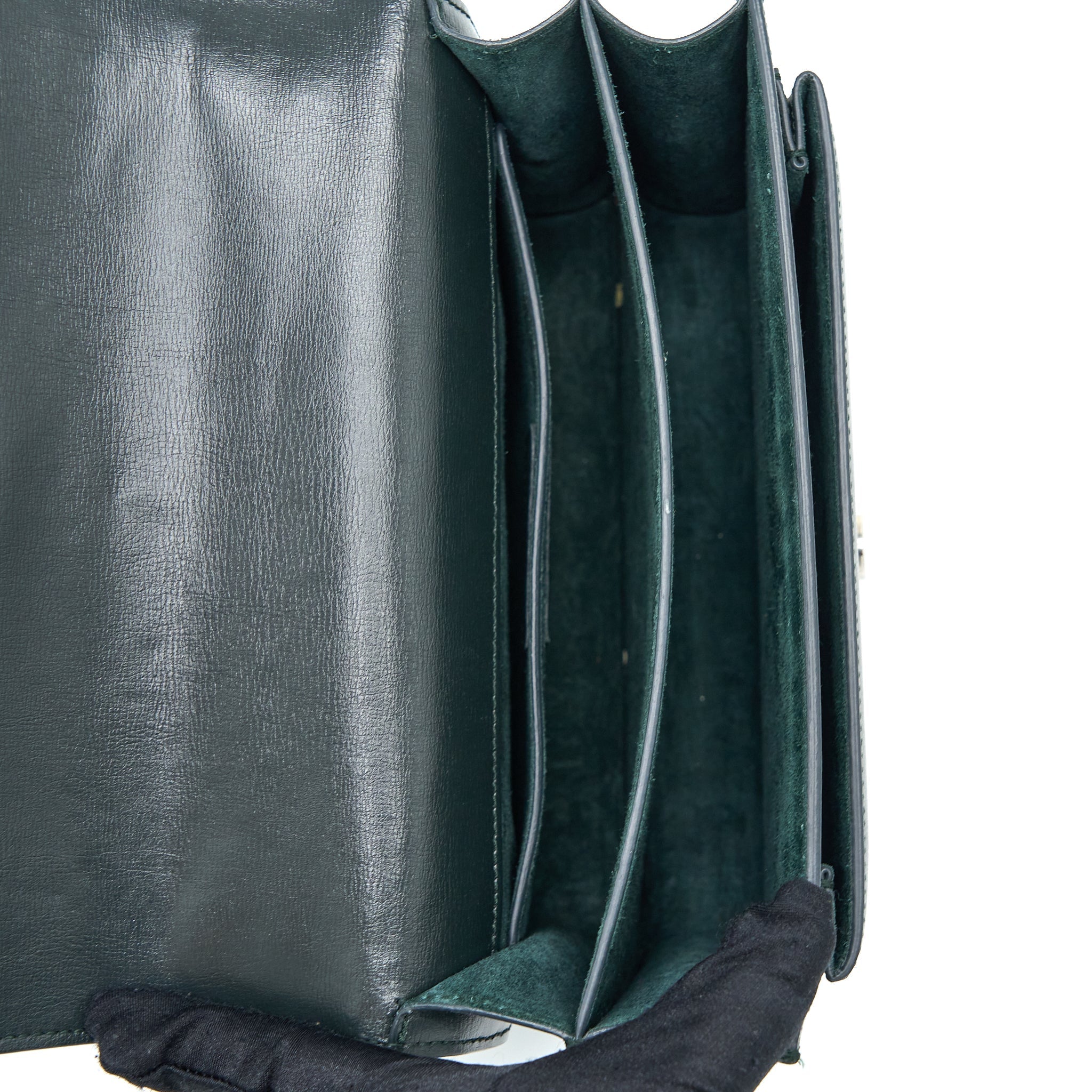 SAINT LAURENT SUNSET CHAIN BAG CALFSKIN DARK GREEN SHW