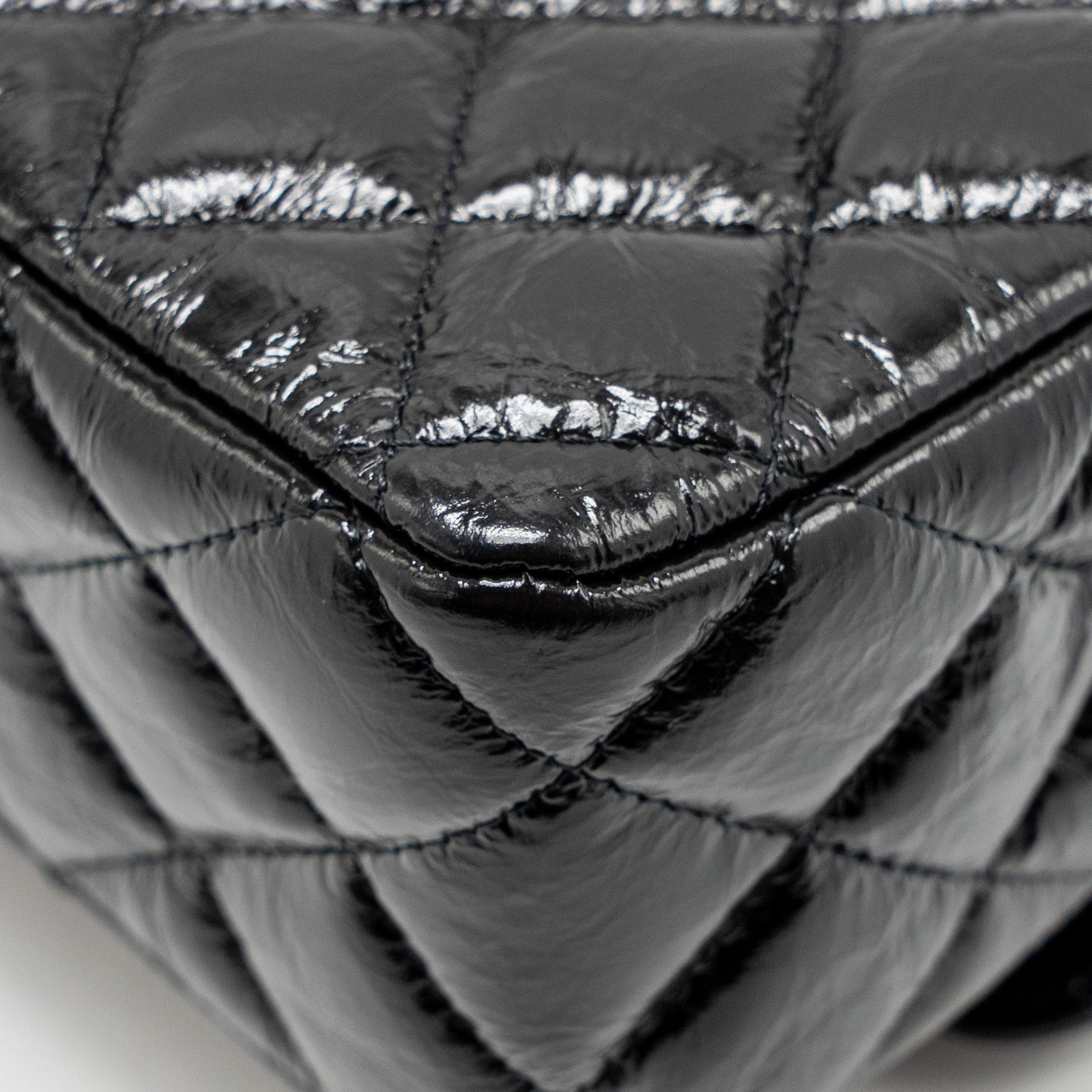 CHANEL MEDIUM CLASSIC DOUBLE FLAP BAG PATENT SO BLACK