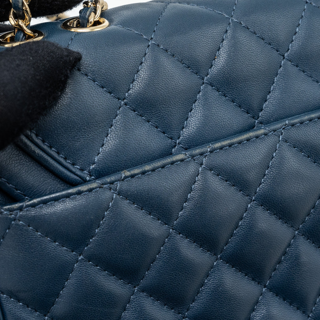 CHANEL QUILTED FLAP CROSSBODY BAG LAMBSKIN DARK BLUE LGHW