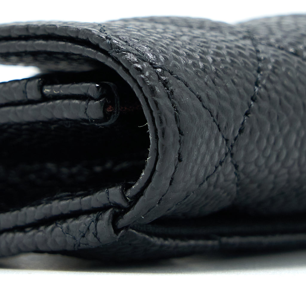 CHANEL CLASSIC FLAP CARD HOLDER CAVIAR LEATHER BLACK LGHW