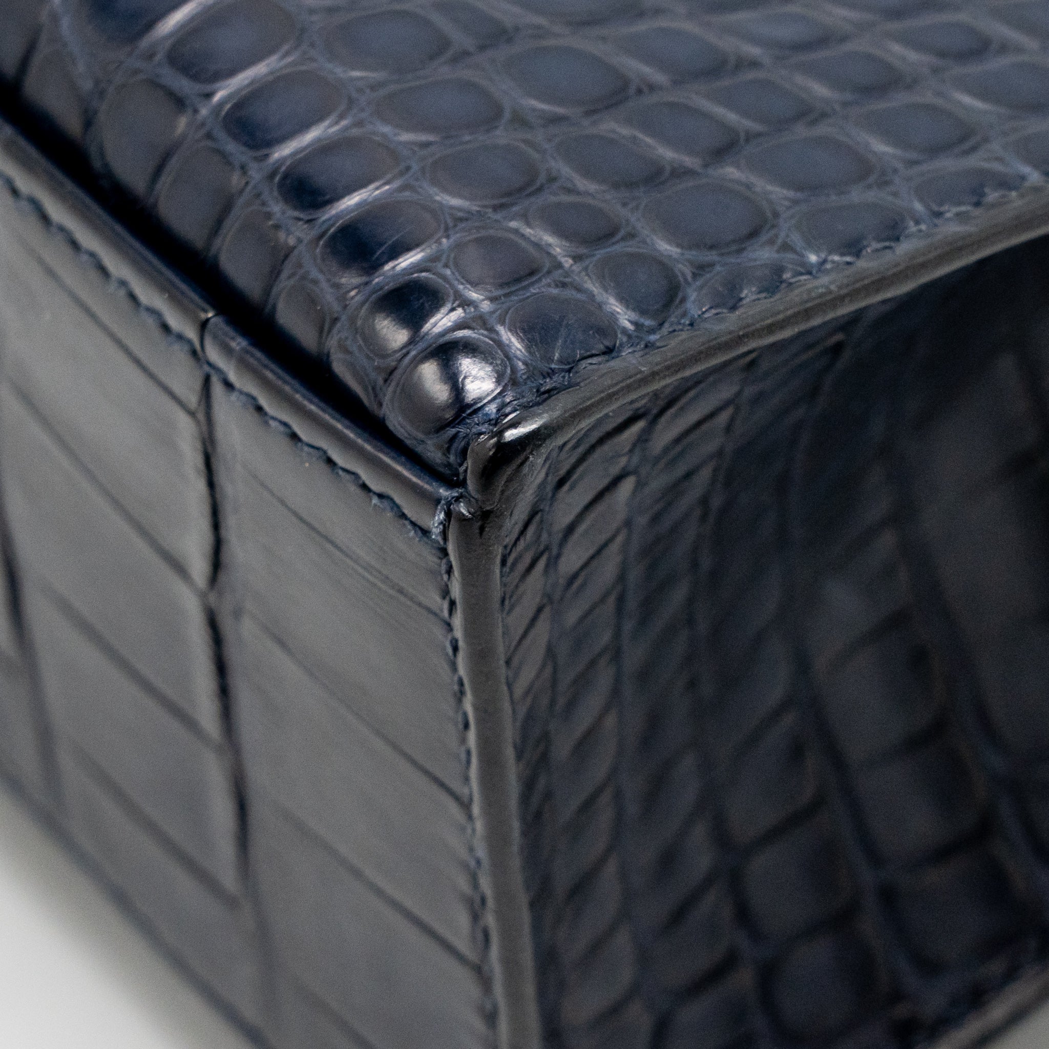 HERMES KELLY POCHETTE MATT ALLIGATOR MISSISSIPPIENSIS BLUE INDIGO GHW