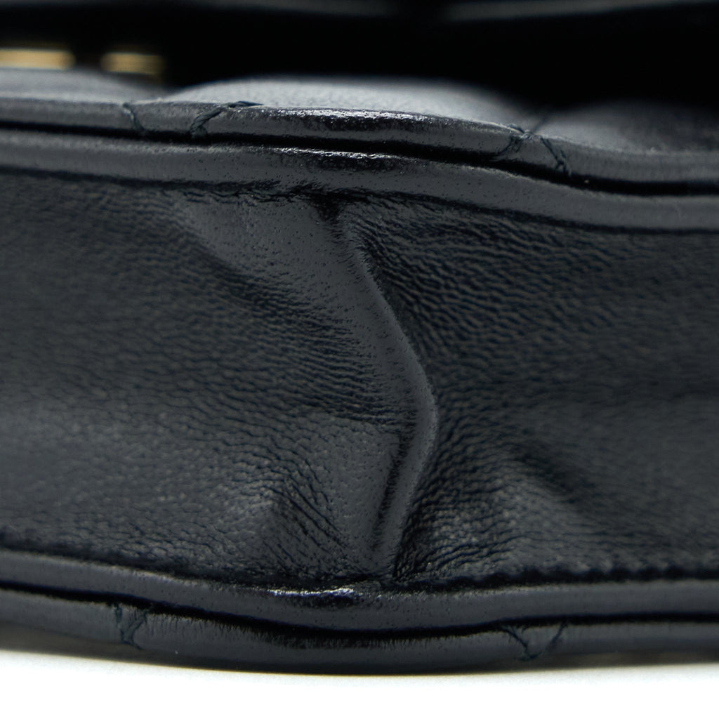 CHANEL MINI TOP HANDLE FLAP BAG LAMBSKIN BLACK LGHW