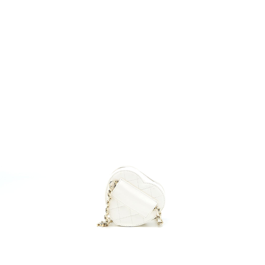 CHANEL HEART BELT BAG LAMBSKIN WHITE LGHW