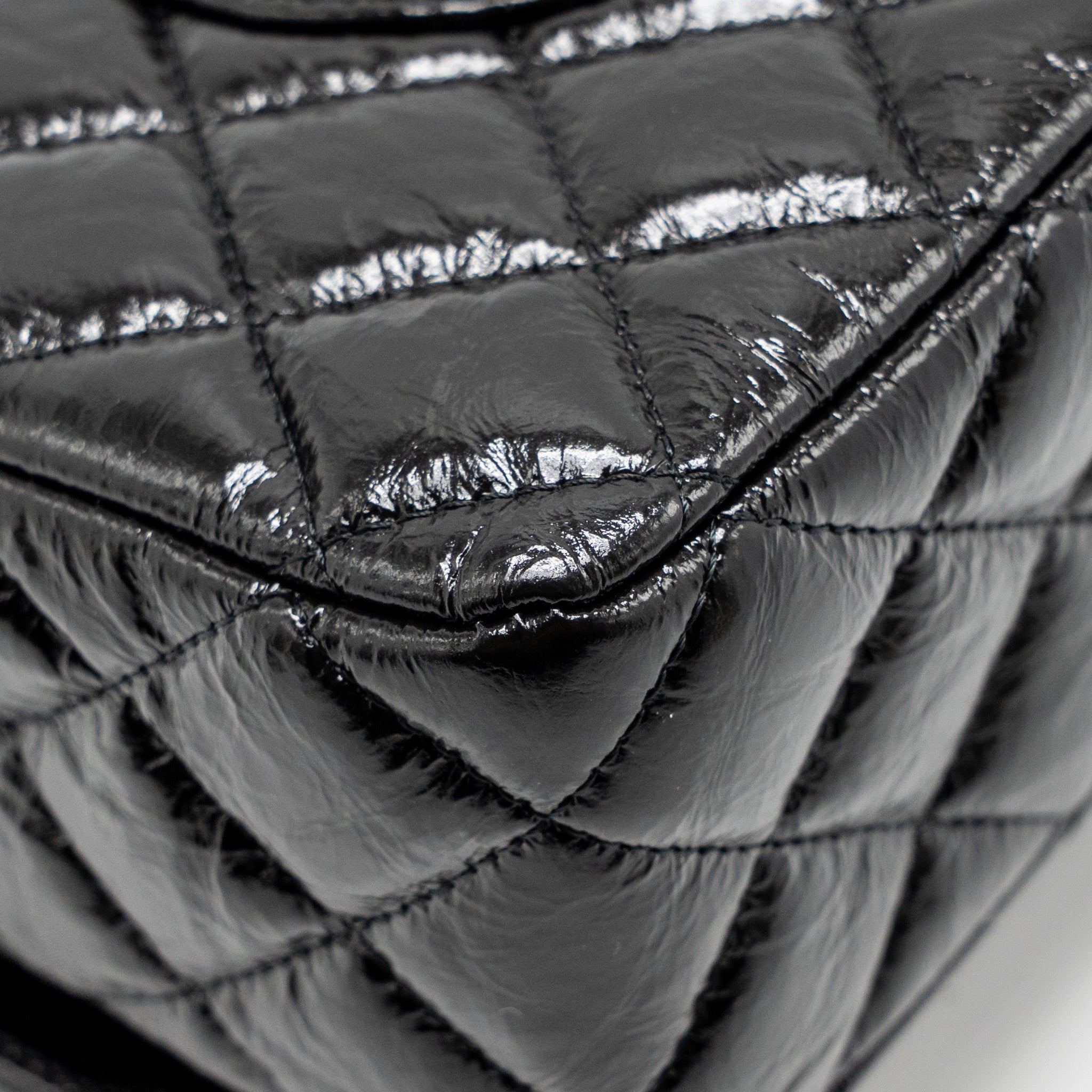 CHANEL MEDIUM CLASSIC DOUBLE FLAP BAG PATENT SO BLACK