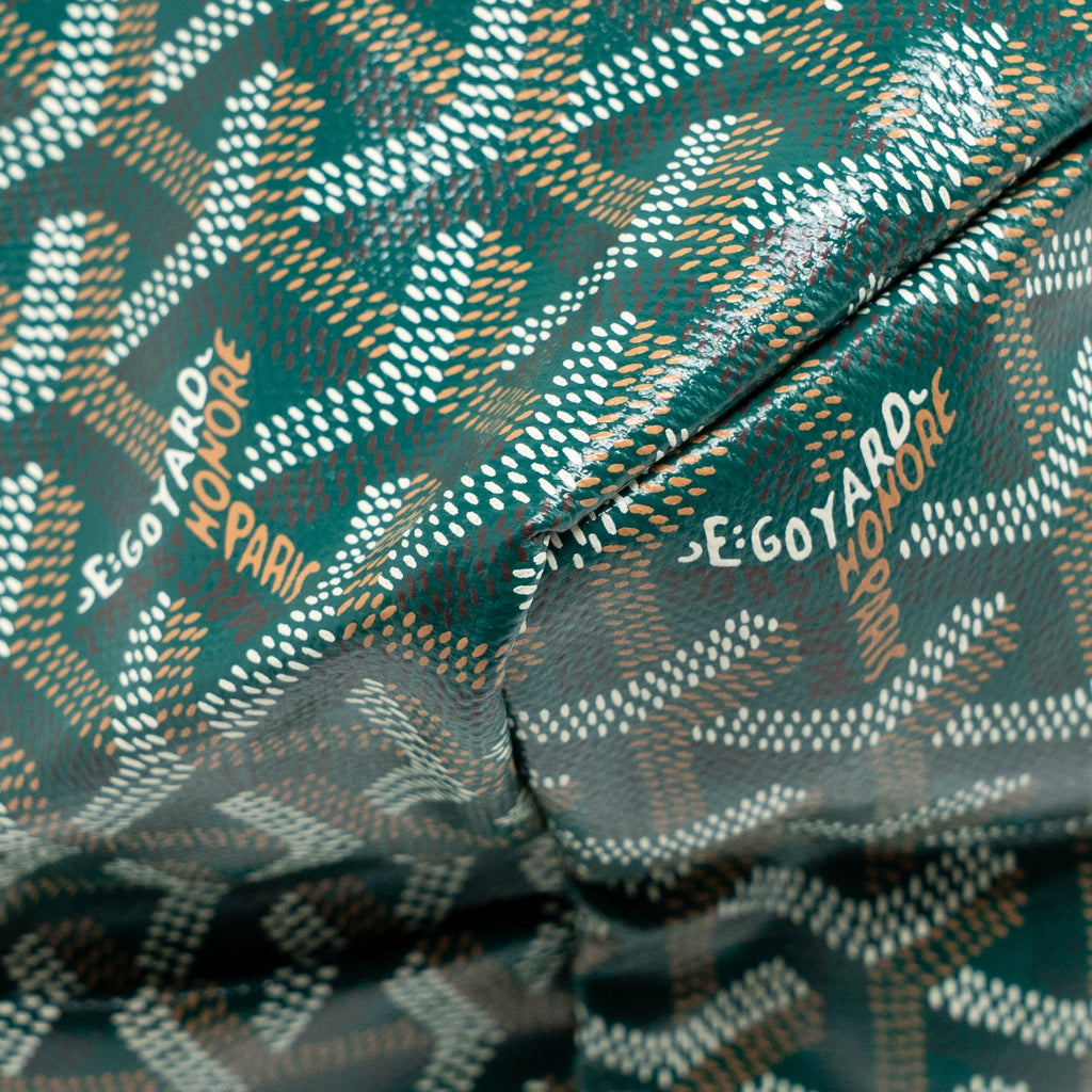 GOYARD SAINT LOUIS PM BAG GOYARDINE CANVAS/CHEVROCHES CALFSKIN GREEN SHW