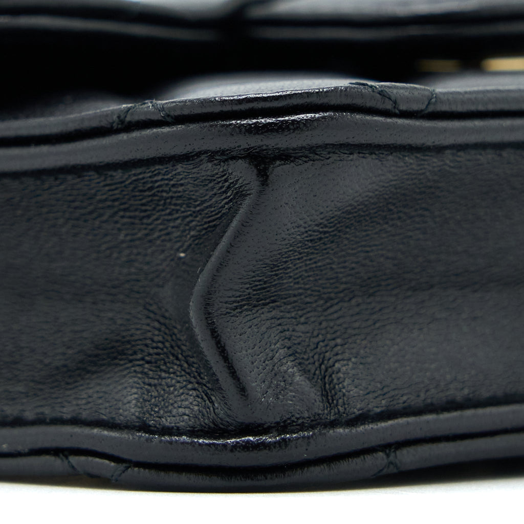 CHANEL MINI TOP HANDLE FLAP BAG LAMBSKIN BLACK LGHW