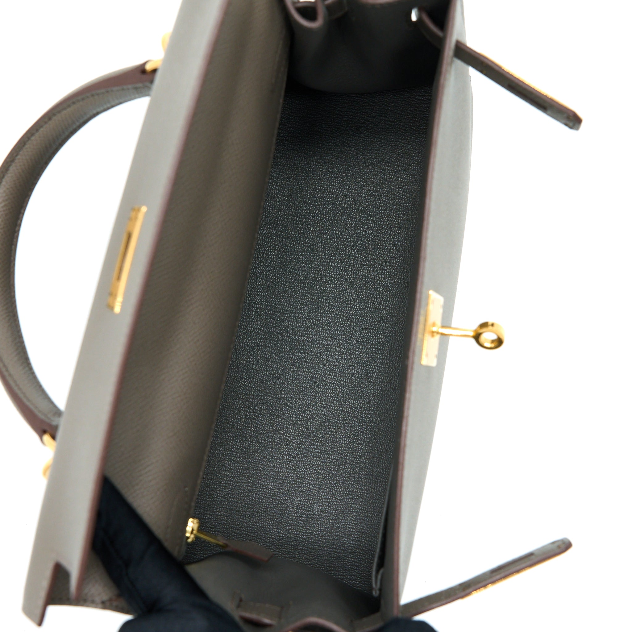 HERMES KELLY 28 SELLIER EPSOM 8F GRIS ETAIN GHW