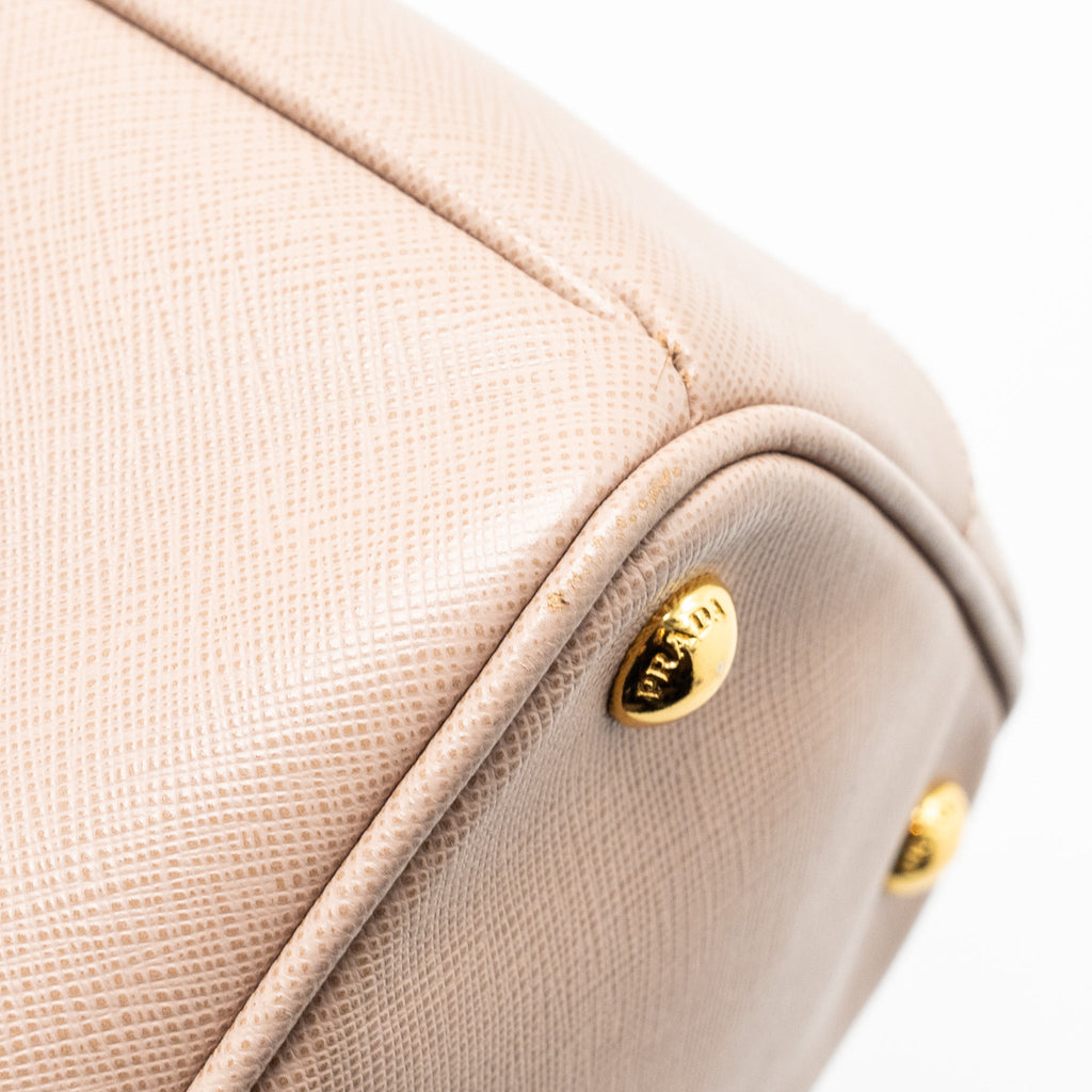 PRADA FUOCO SAFFIANO LUX LEATHER MEDIUM DOUBLE ZIP TOTE LIGHT PINK GHW