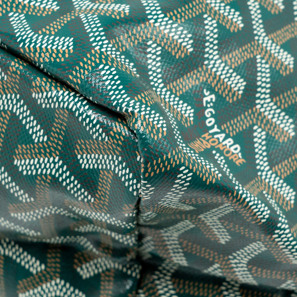 GOYARD SAINT LOUIS PM BAG GOYARDINE CANVAS/CHEVROCHES CALFSKIN GREEN SHW