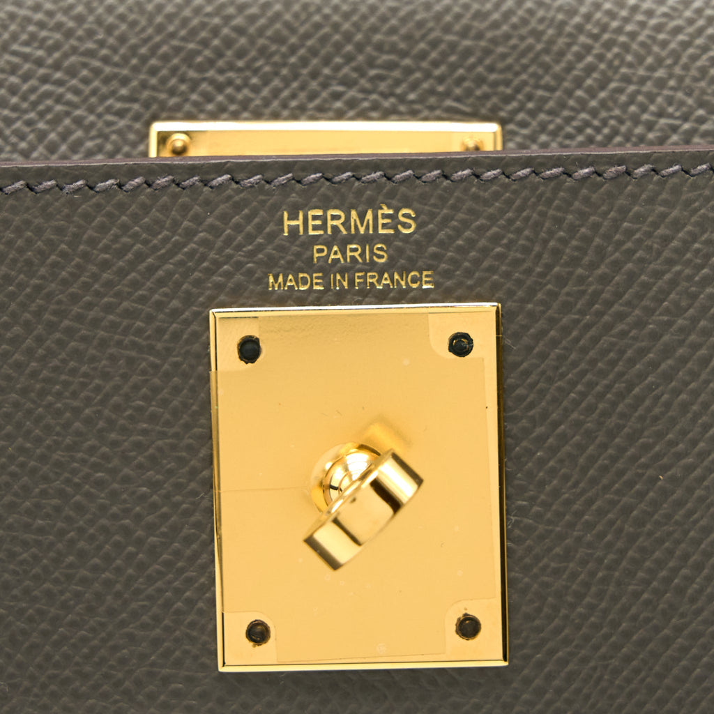 HERMES KELLY 28 SELLIER EPSOM 8F GRIS ETAIN GHW