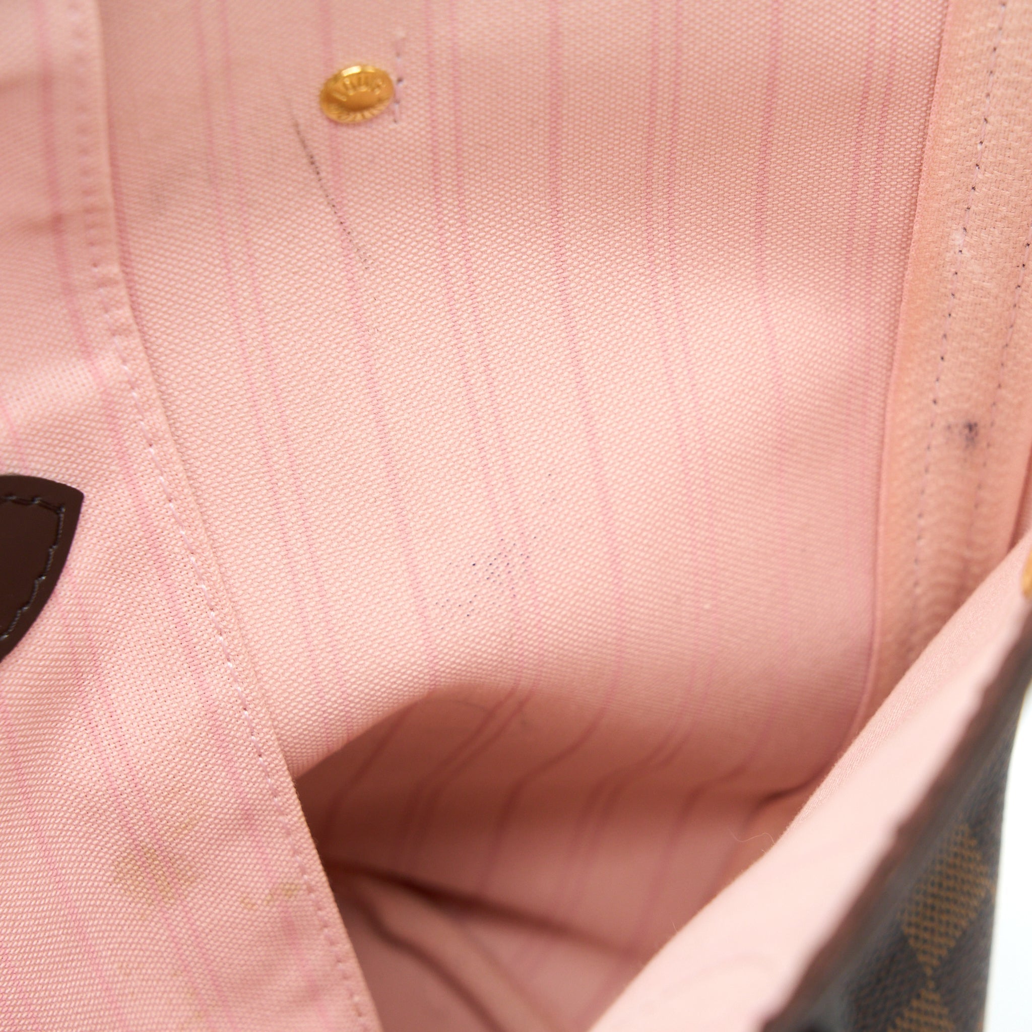 LOUIS VUITTON NEVERFULL MM DAMIER EBENE/PINK GHW